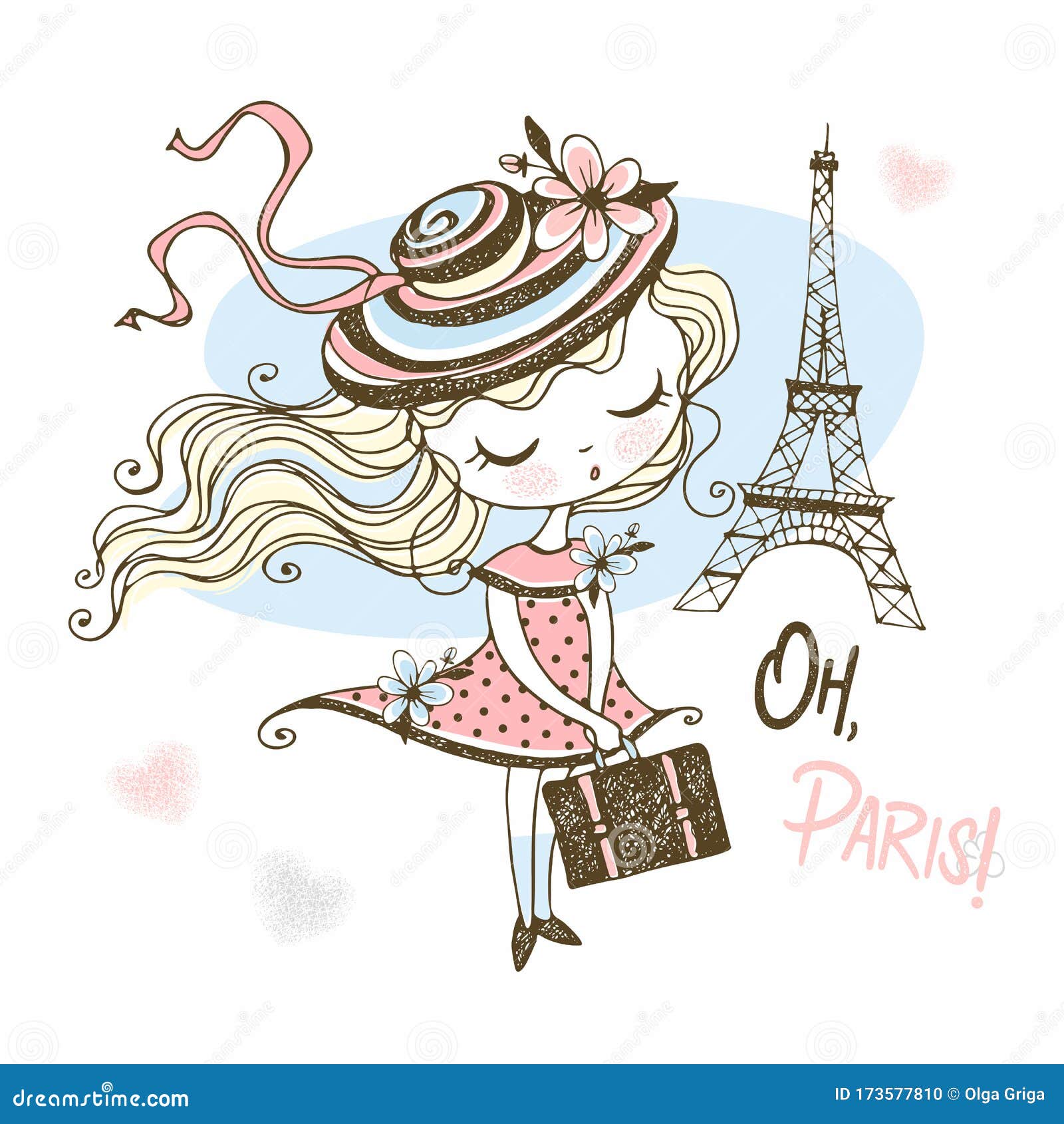 Cute Girl in a Hat with a Suitcase in Paris. Travel Stock Illustration - Illustration of pisa, paris: 173577810 Cute Girl in a Hat with a Suitcase in Paris. Travel Stock Illustration - Illustration of pisa, paris: 173577810