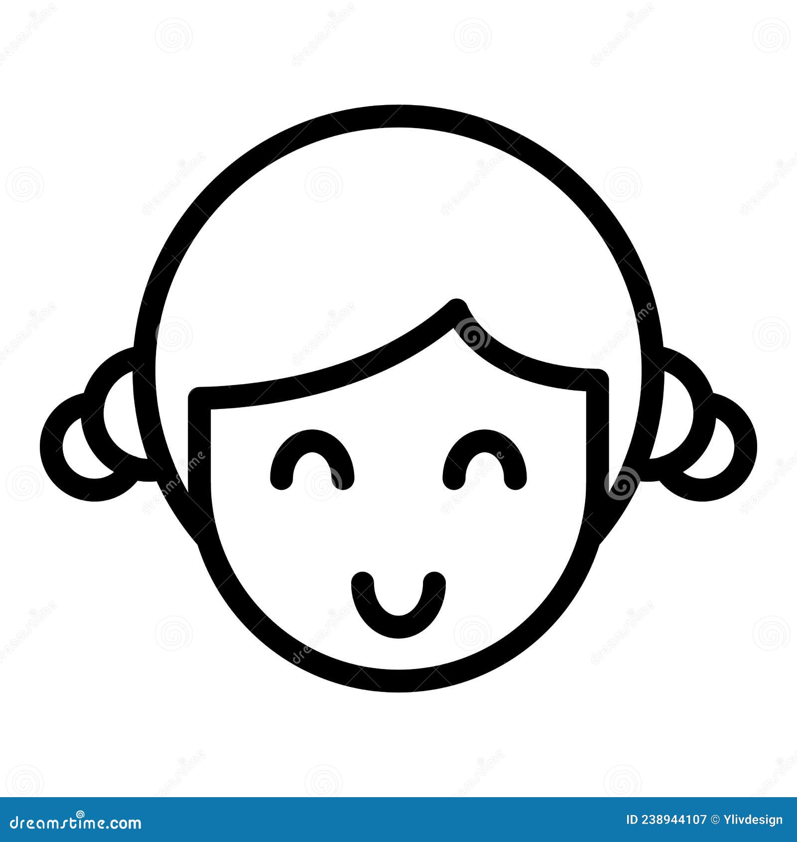 Cute Girl Head Icon Outline Vector. Face Hair Stock Vector ...