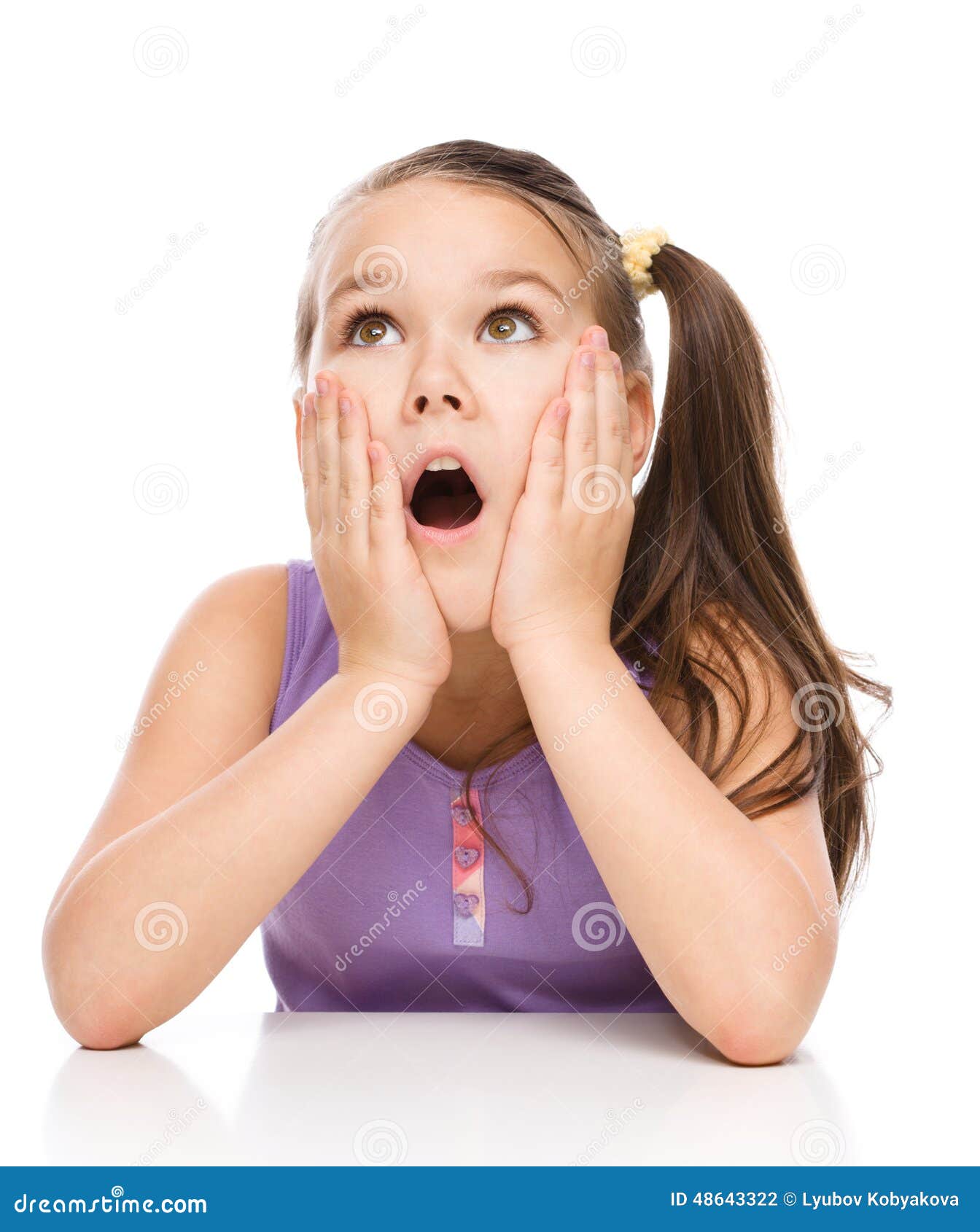 Cute Girl Is Holding Her Face In Astonishment Stock Photo Image Of