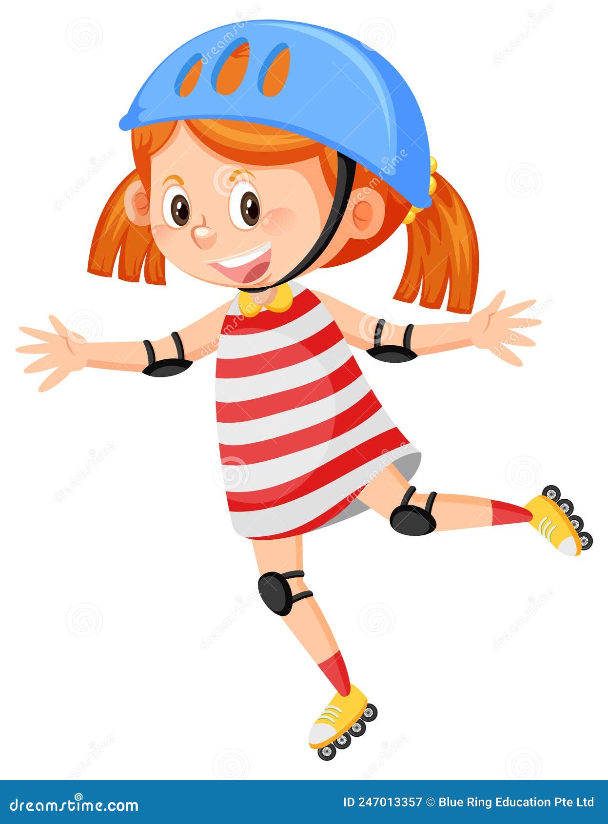 Cute girl on inline skates stock vector. Illustration of human 247013357