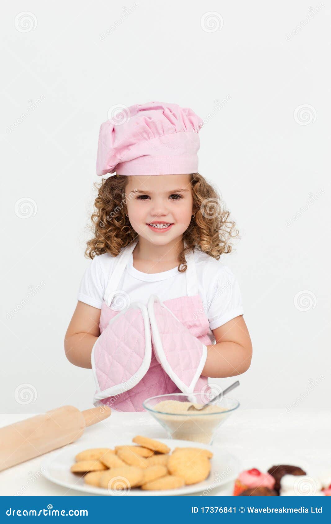 Cute Girl with Kitchen Gloves Stock Image Image of hobby, home 17376841