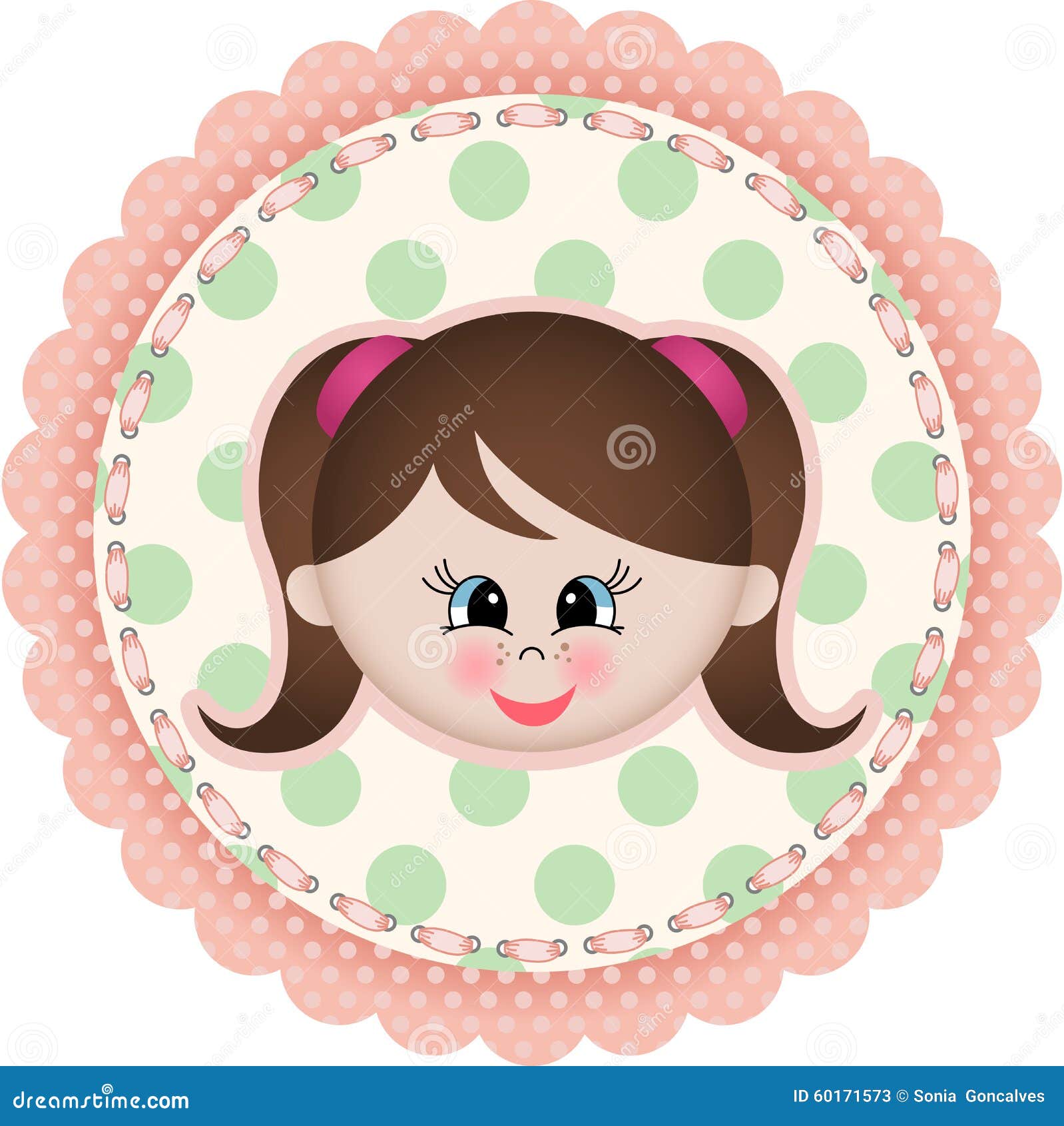 Cute Girl Label Classic Round Sticker Stock Vector Illustration of adhesive, lovely 60171573