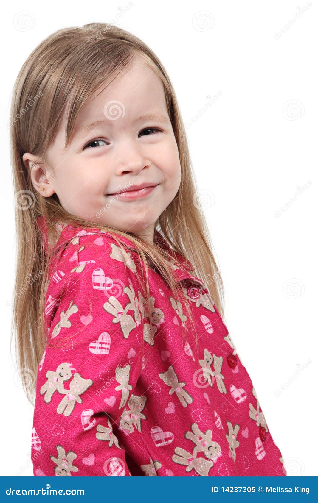 Cute girl in pajamas stock image. Image of bear, grins 14237305