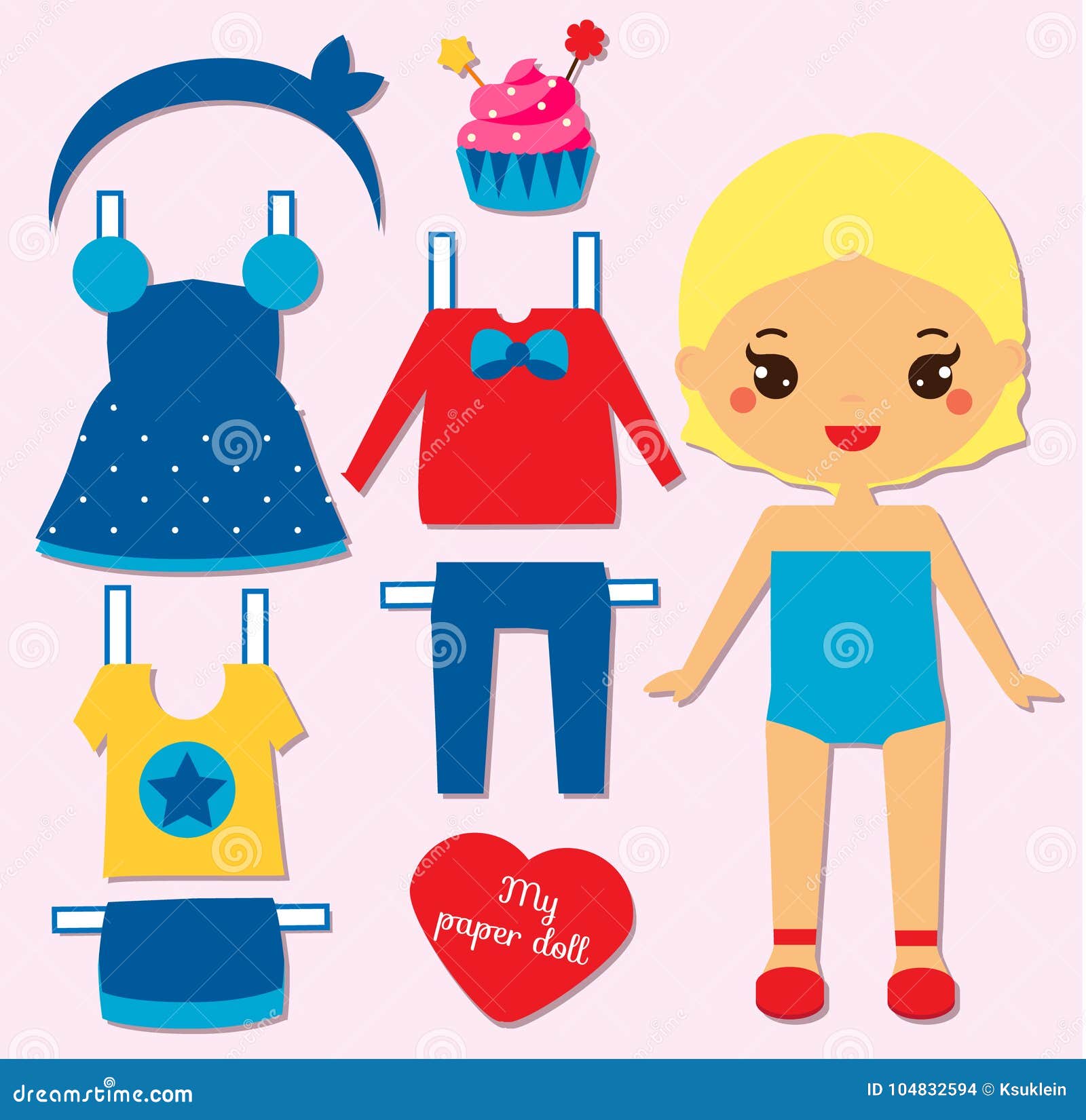 Cute Girl Paper Doll for Kids. Dress Up the Doll Game Stock Vector -  Illustration of shirt, game: 104832594