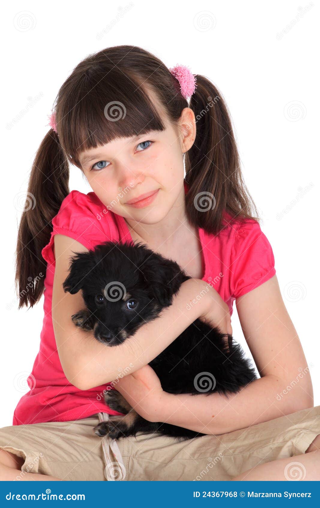 Cute girl with pet dog stock photo. Image of hair, domesticated - 24367968