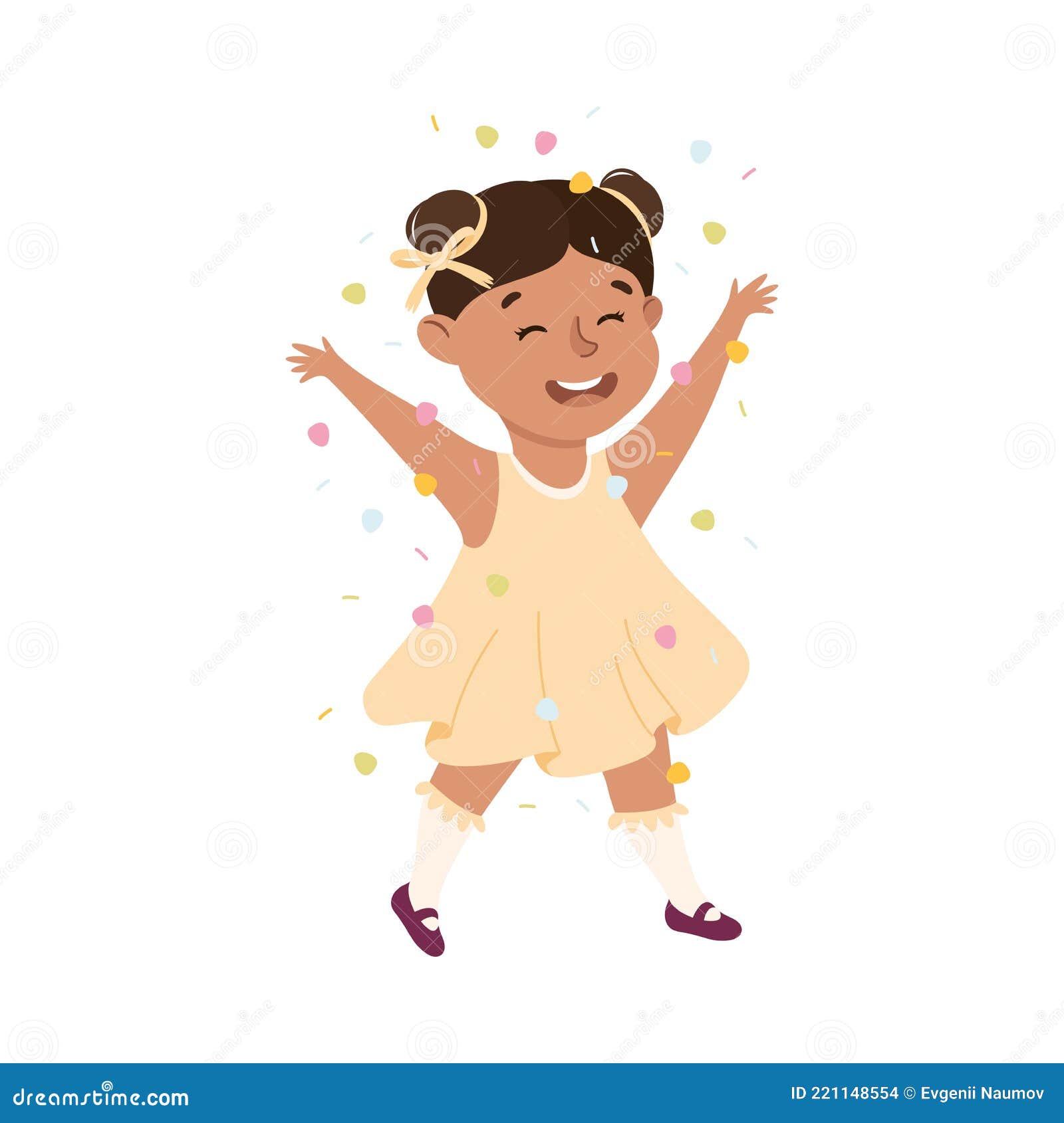 Cute Girl Playing Confetti, Adorable Kid Leisure Activity Concept ...