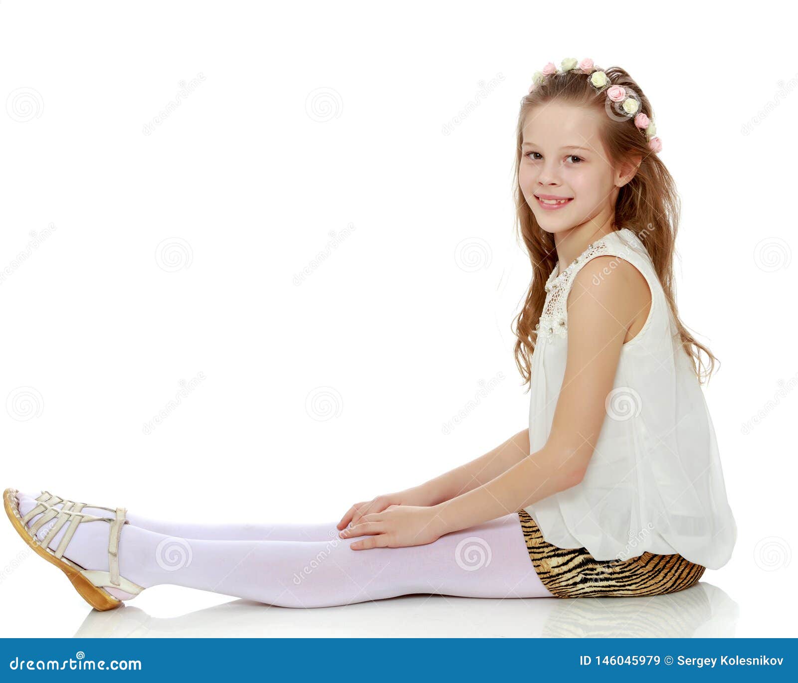 Little Girl Hugging Her Knees. Stock Image - Image of childhood ...