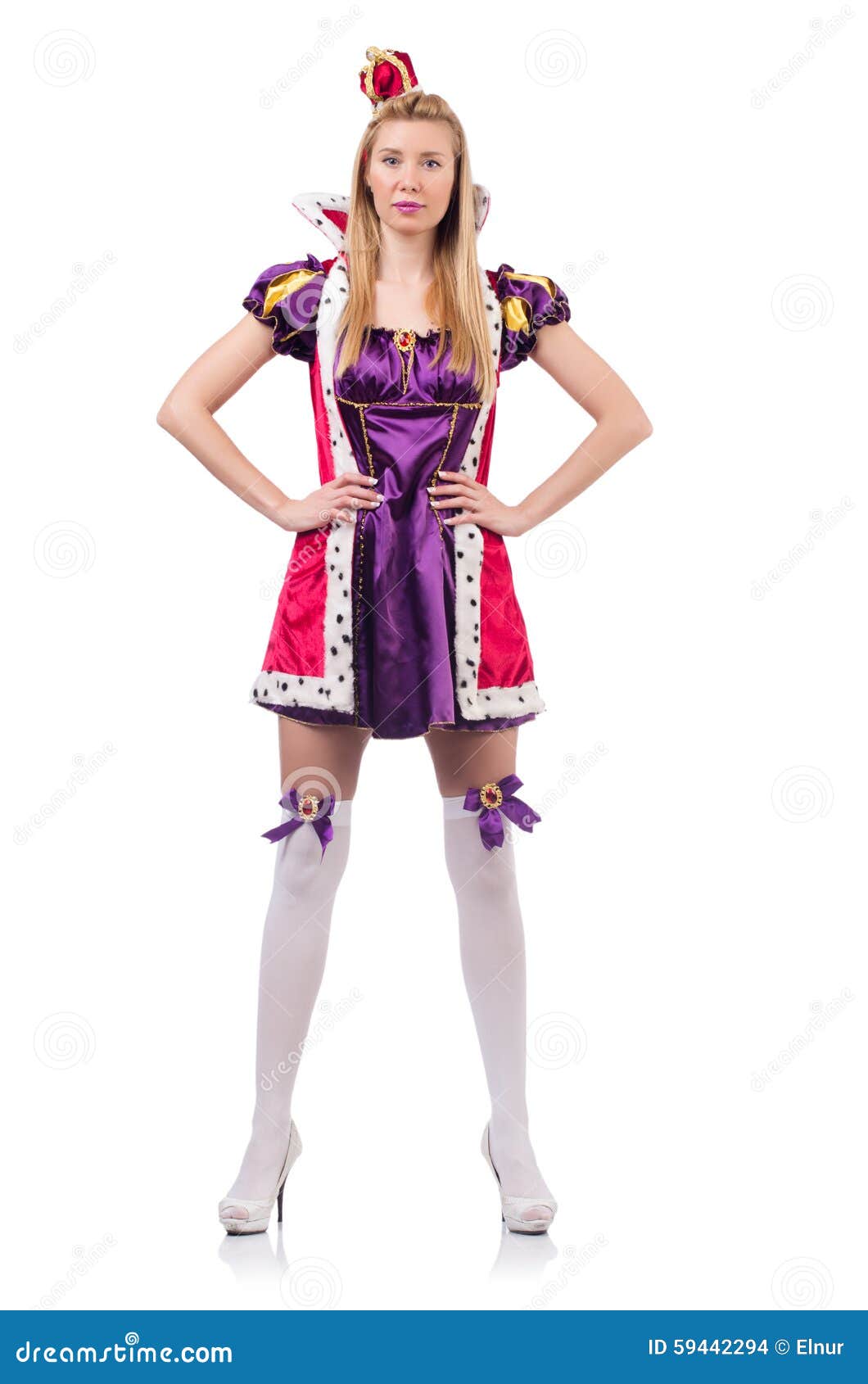 Cute Girl in Purple Masquerade Dress and Crown Stock Photo - Image of ...