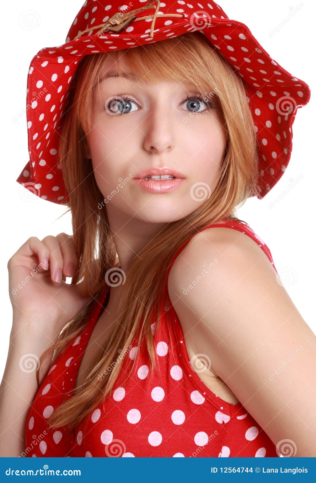 Cute Girl with Red Dress and Hat Stock Photo Image of isolated, girl 12564744