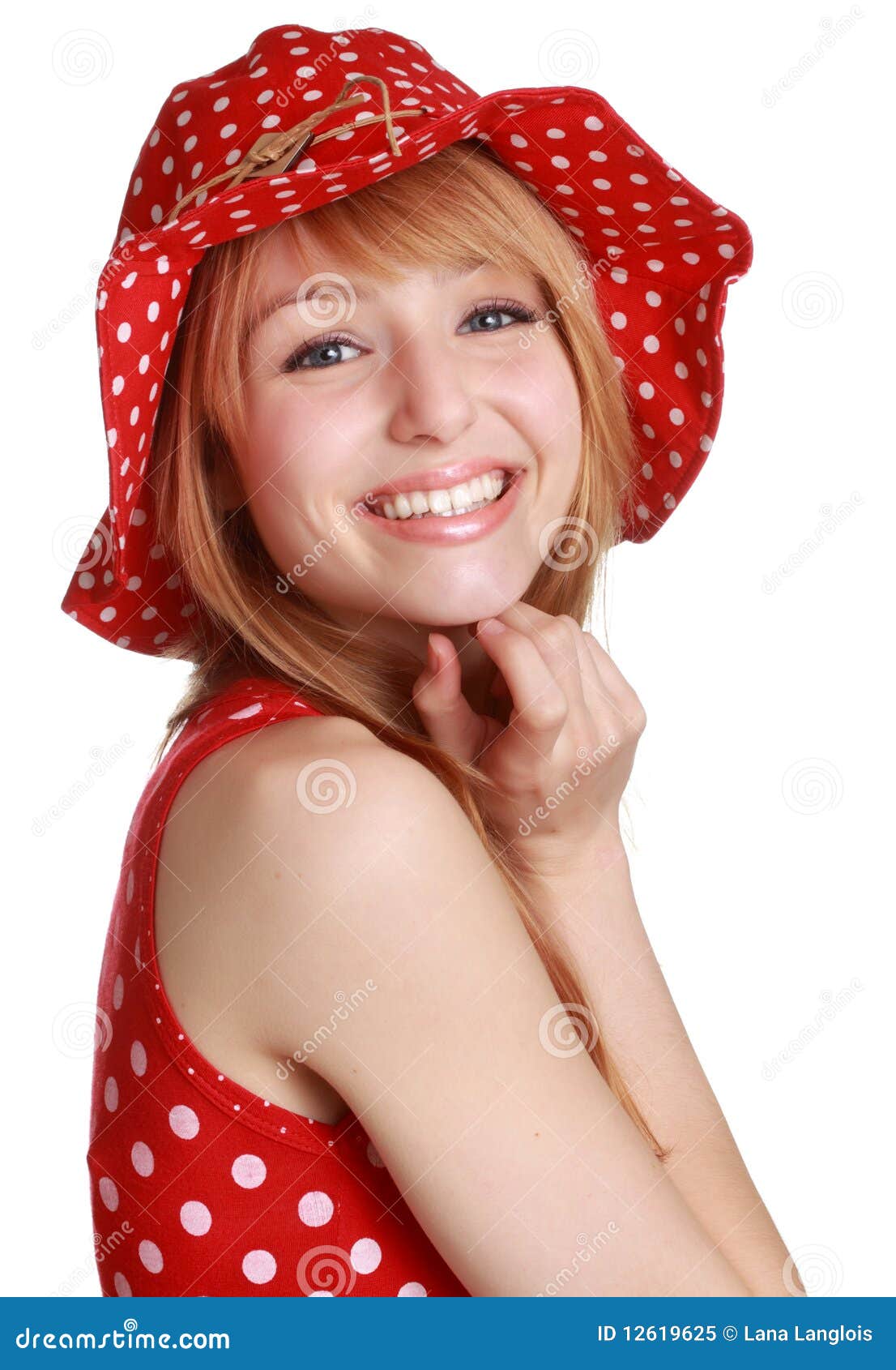 Cute Girl with Red Dress and Hat Stock Image Image of expression, smile 12619625