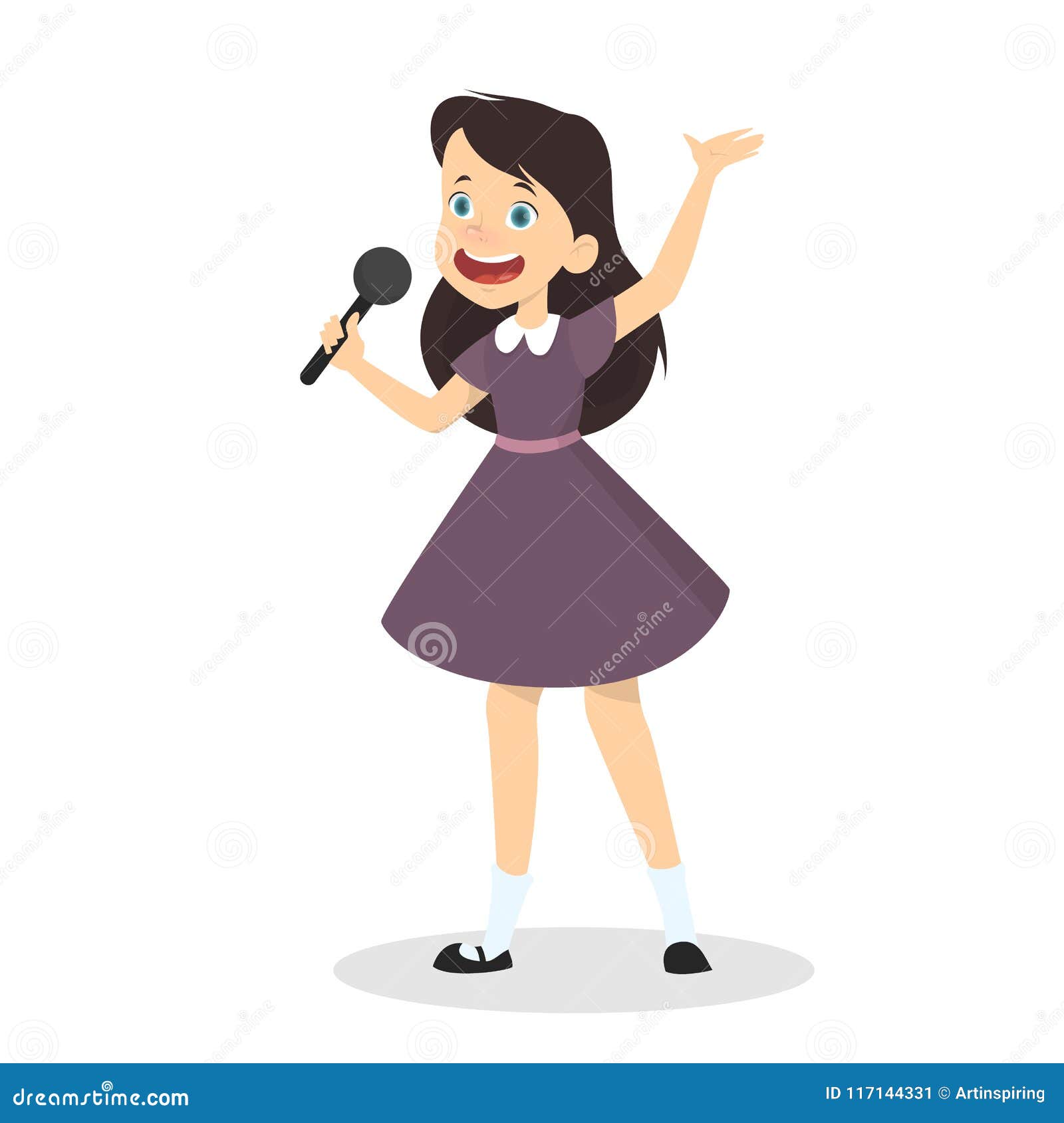 Cute girl singing. stock vector. Illustration of instrument ...