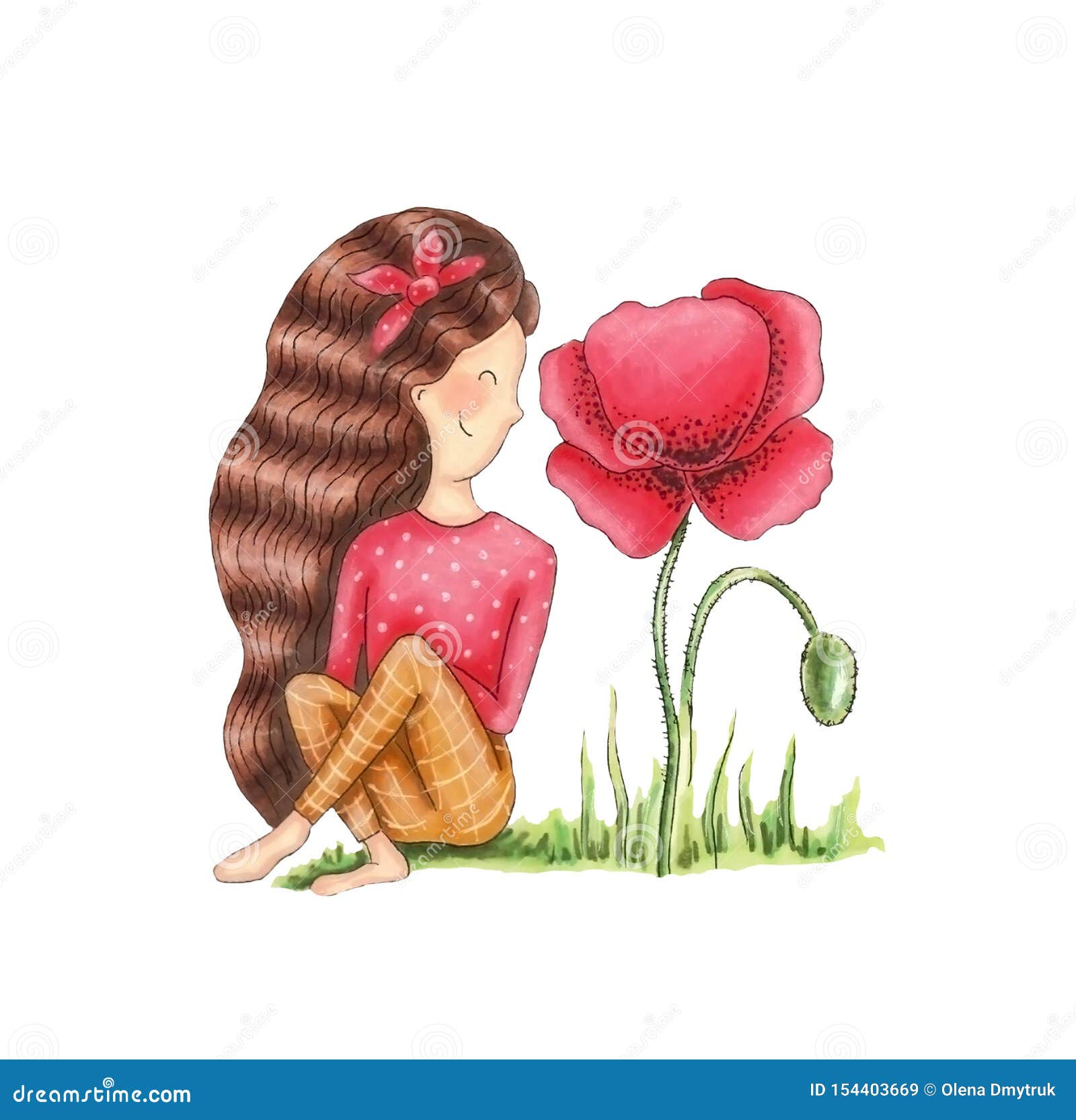 Drawings Cute Girls Flowers Royalty-Free Images, Stock Photos & Pictures