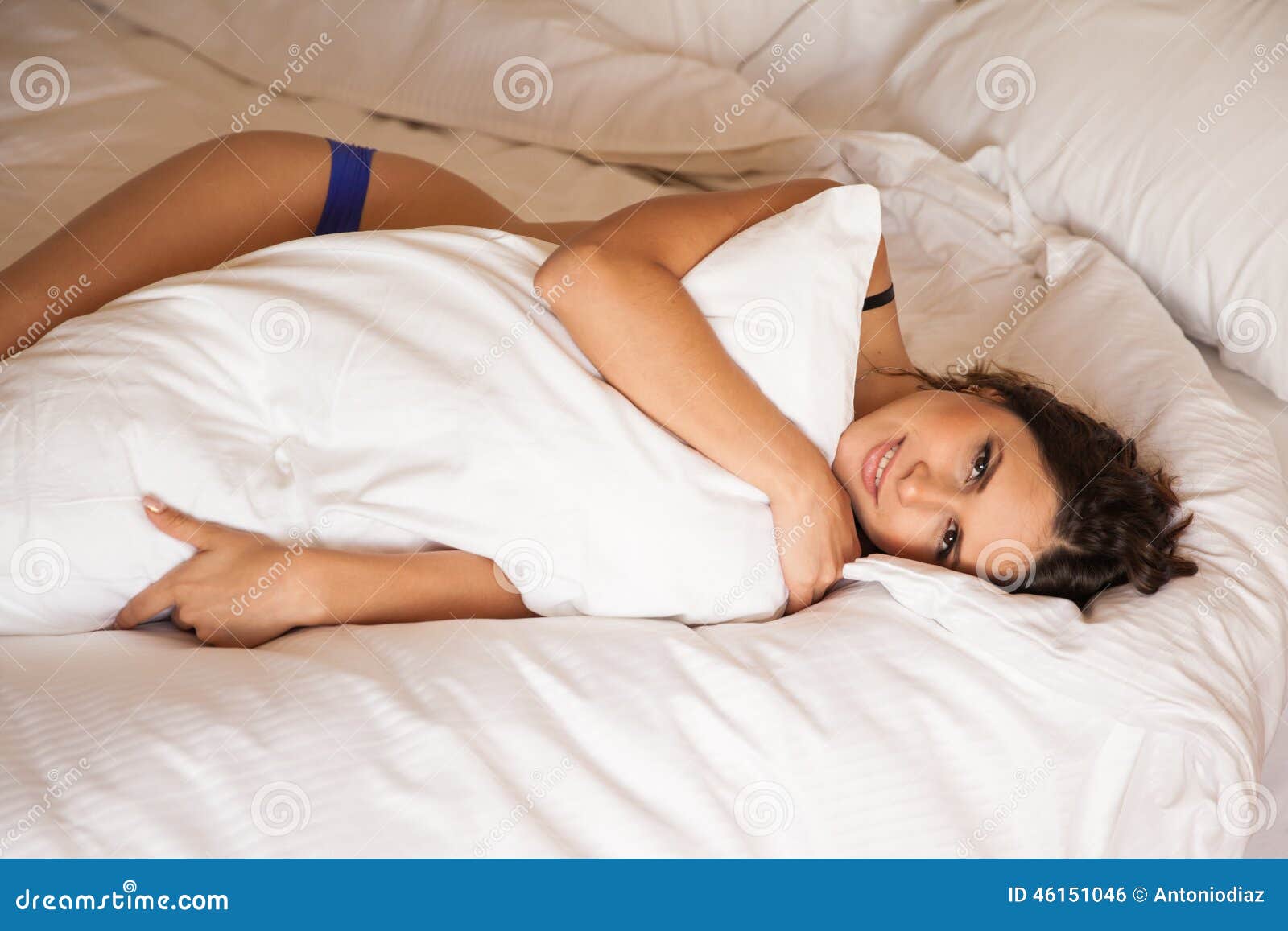 Cute Girl Sleeping in Underwear Stock Photo - Image of hispanic