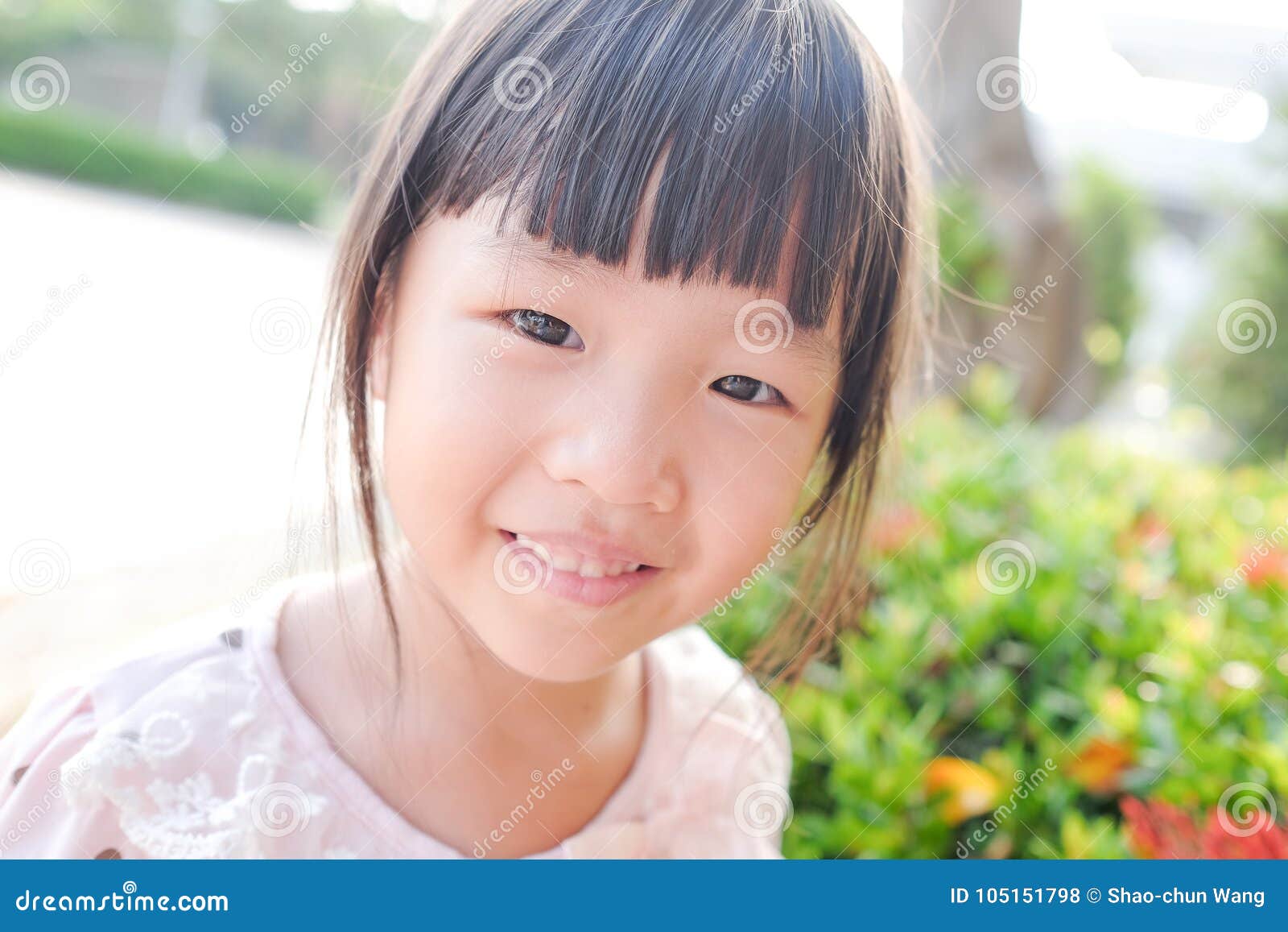 Cute girl smile happily stock photo. Image of asian - 105151798