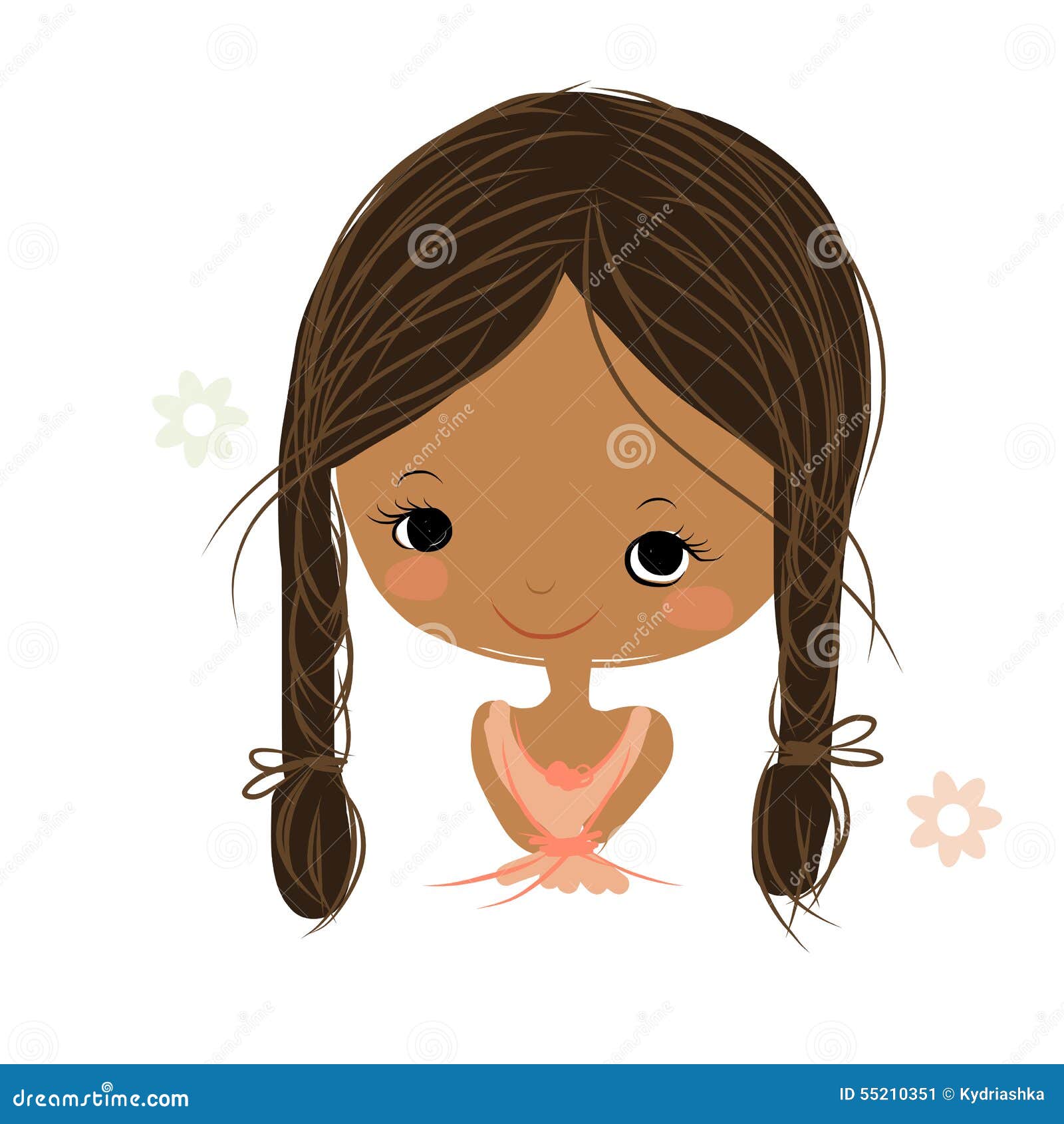 Cute Girl Smiling, Sketch for Your Design Stock Vector Illustration