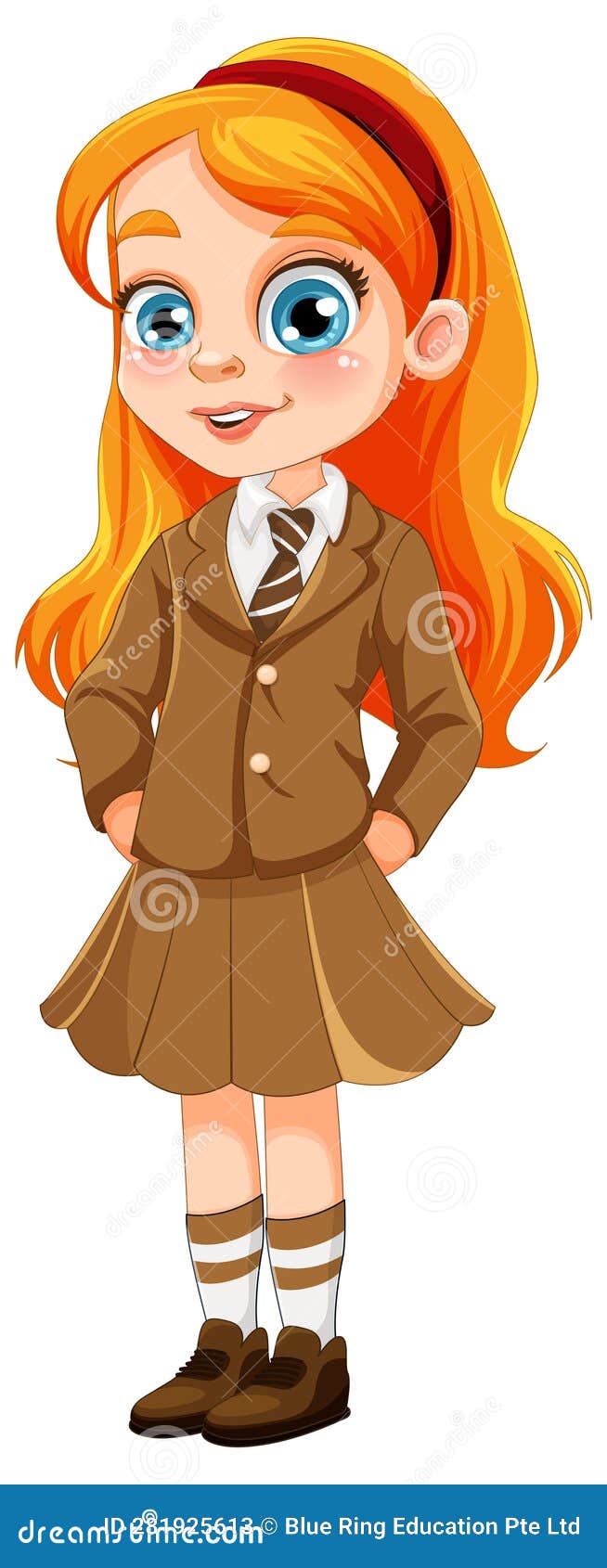 Cute Girl Student in School Uniform Stock Vector - Illustration of ...