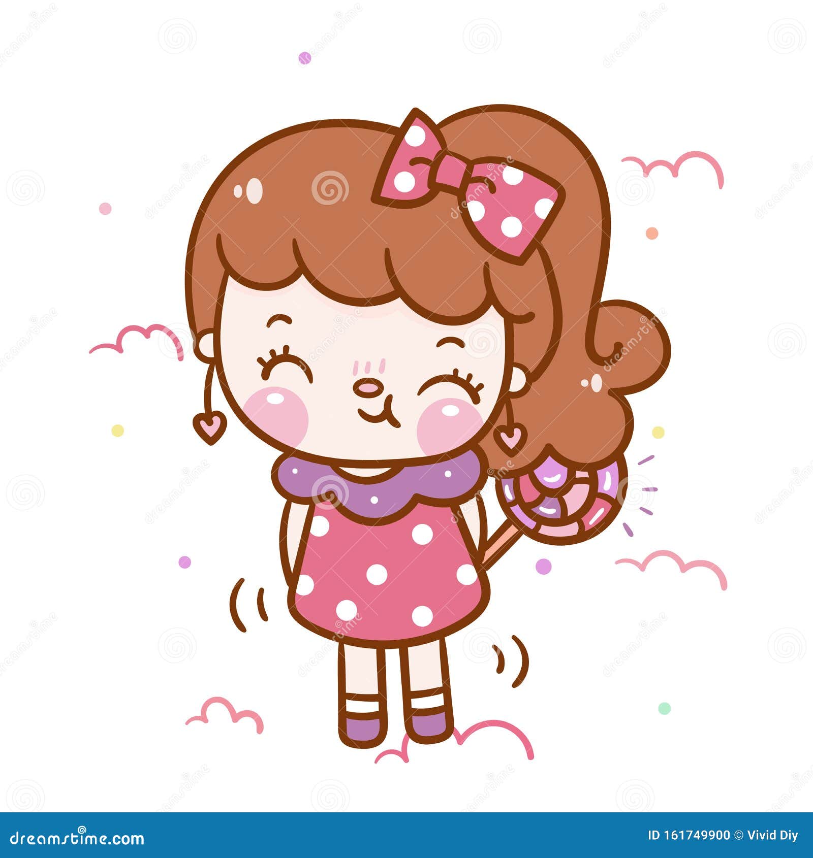Cute Girl Vector Kawaii Cartoon with Candy Sweet Pastel Color Lovely  Character Illustration Stock Vector - Illustration of card, candy: 161749900
