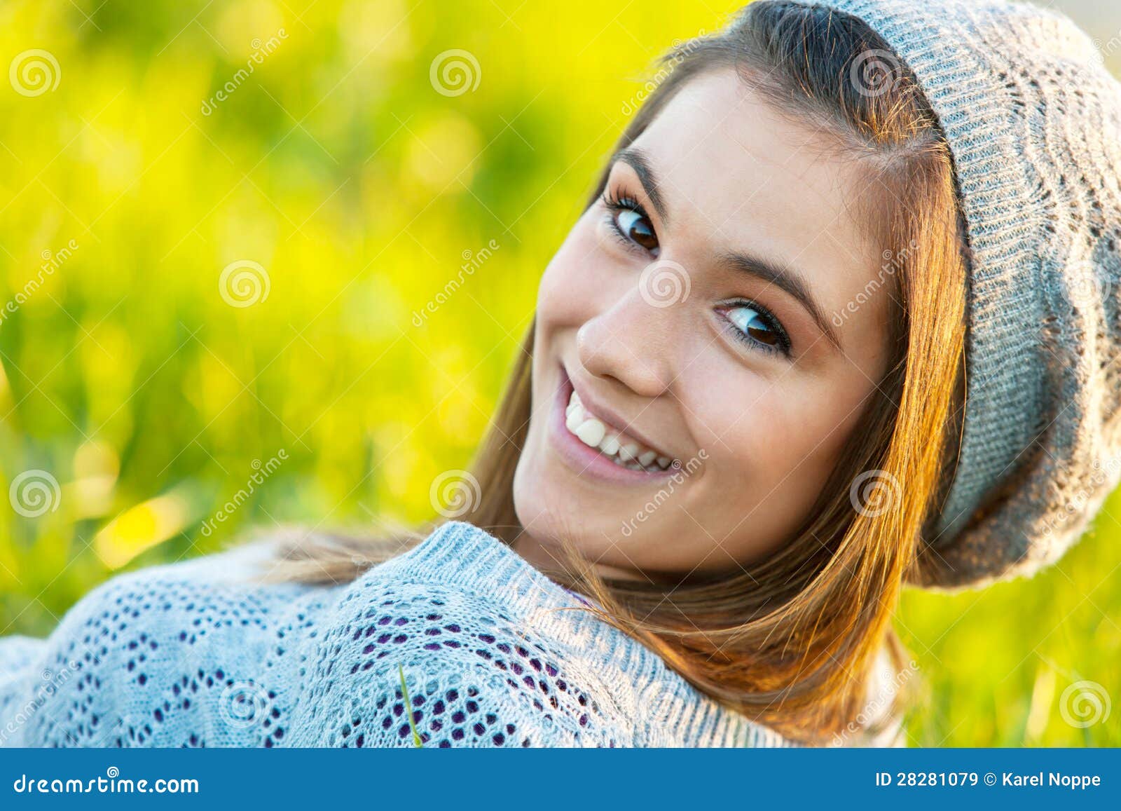 Cute Girl Wearing Beanie Outdoors. Stock Image Image of female