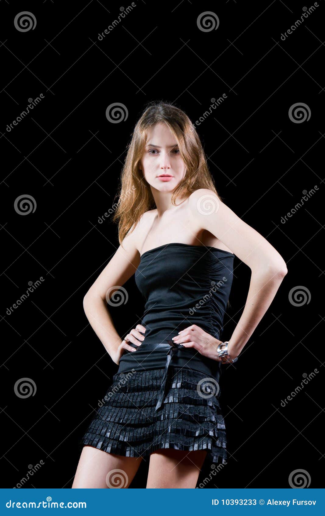 Cute Girl Wearing Black Clothes Stock Image - Image of cute, single ...