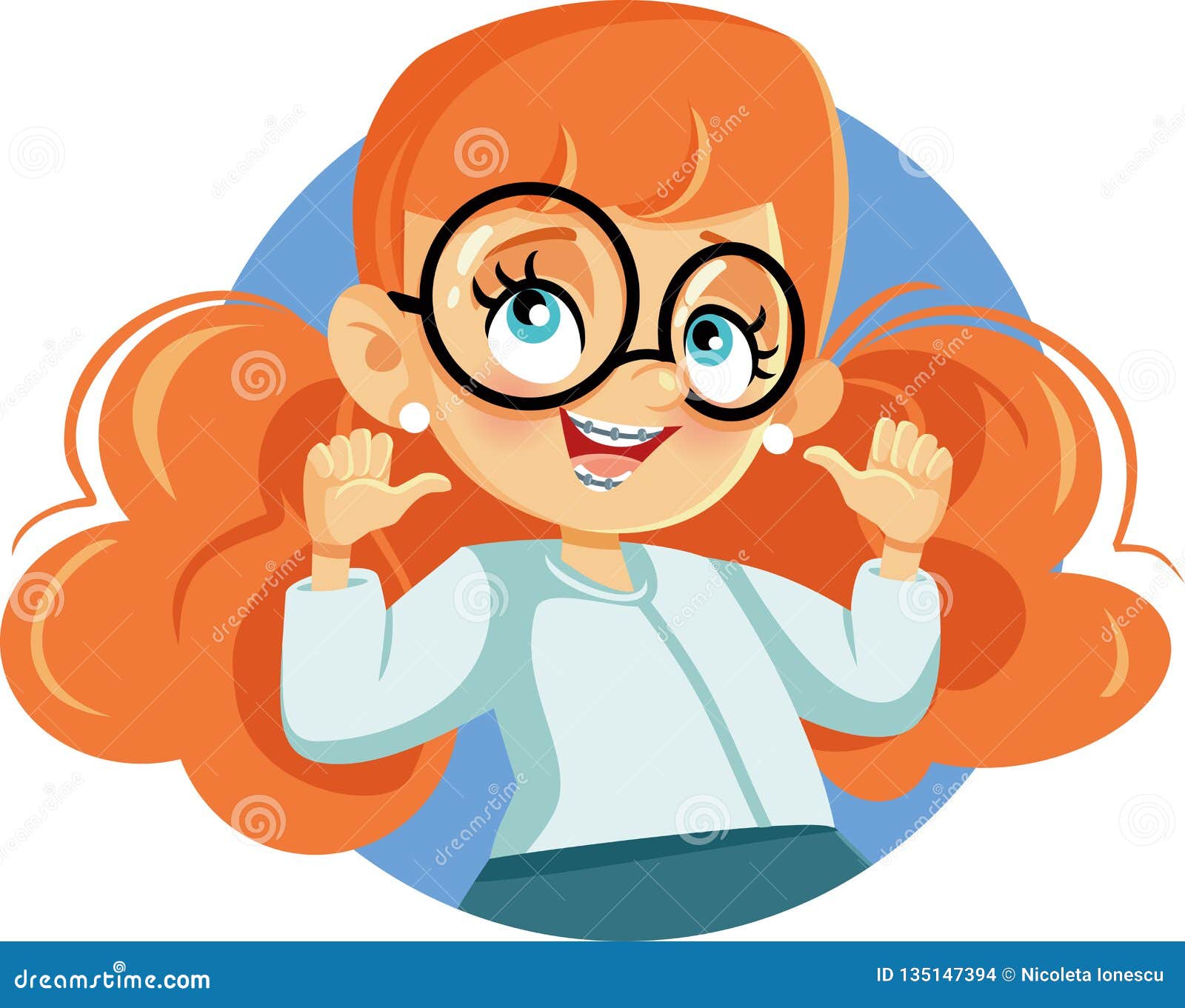 Cute Girl Wearing Braces Cartoon Character Stock Vector - Illustration