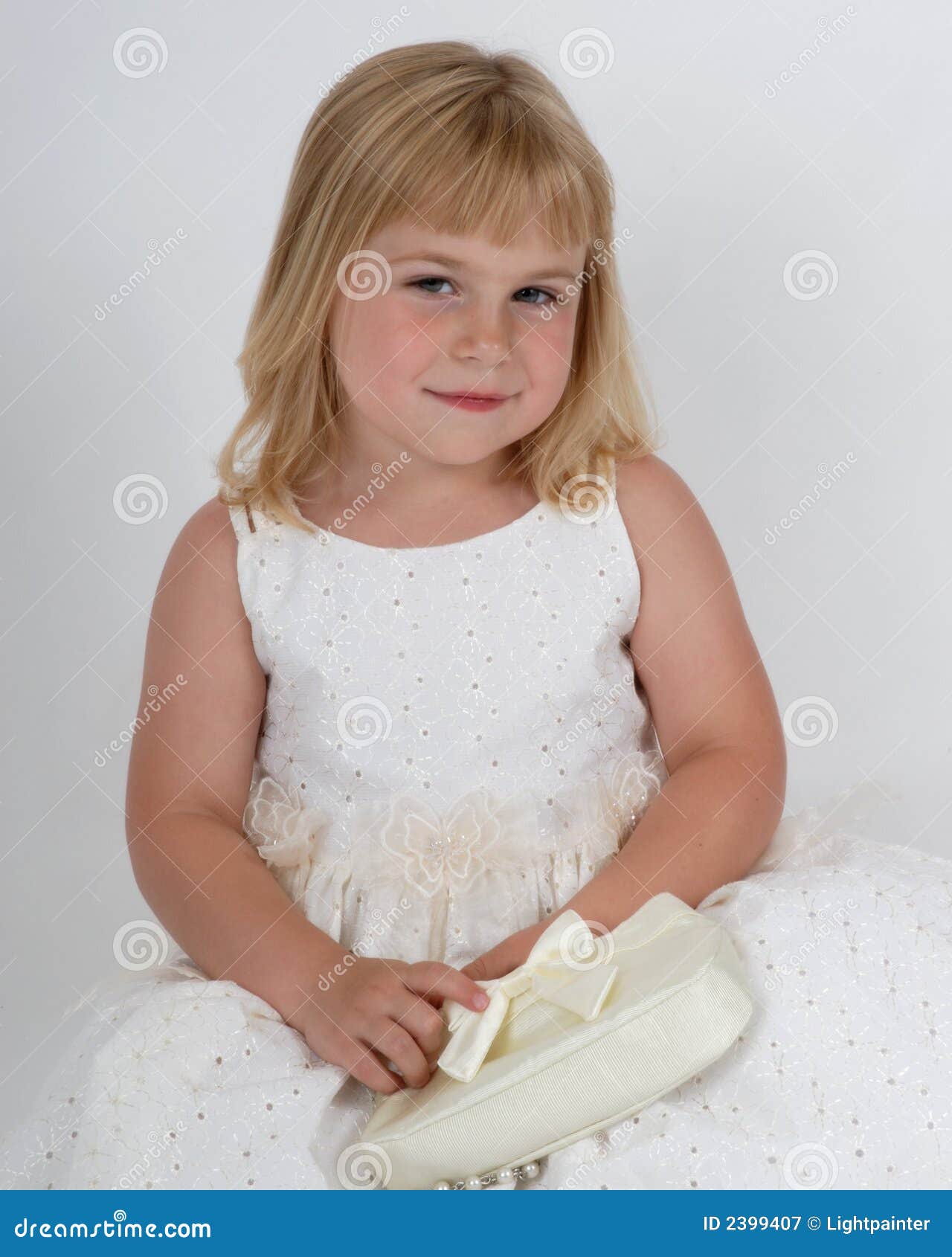 Cute girl in white dress stock image. Image of kiddie 2399407