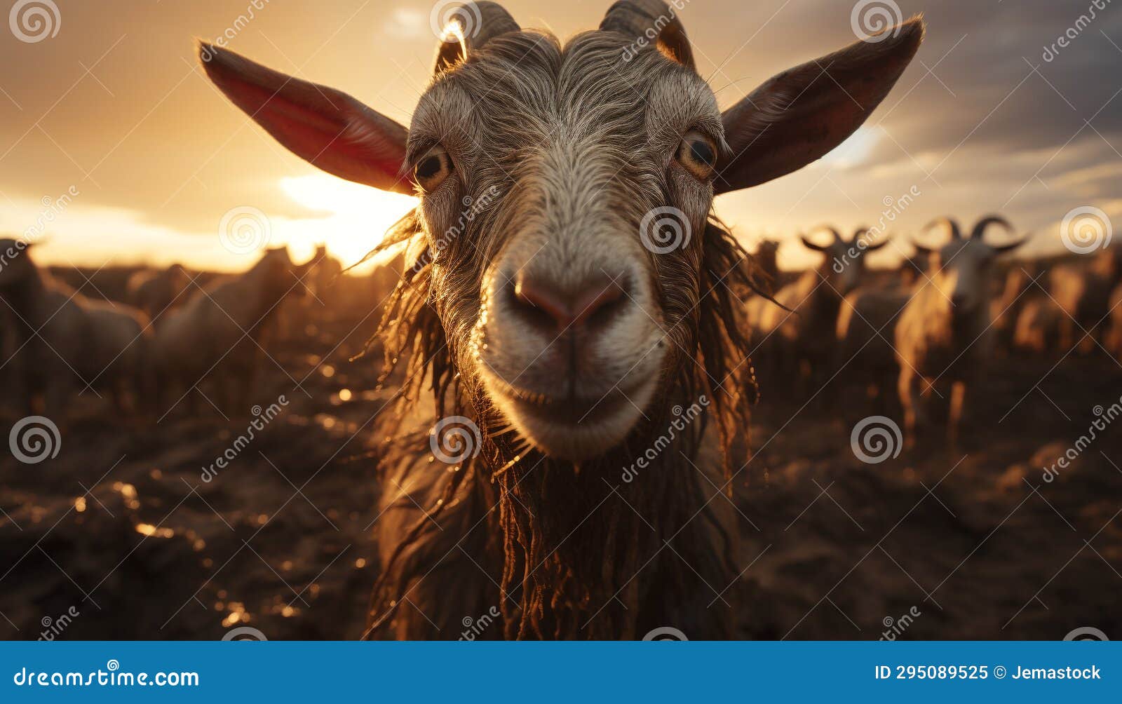 Cute Goat Grazing on a Farm, Looking at the Sunset Generated by AI Stock  Image - Image of mammal, farm: 295089525