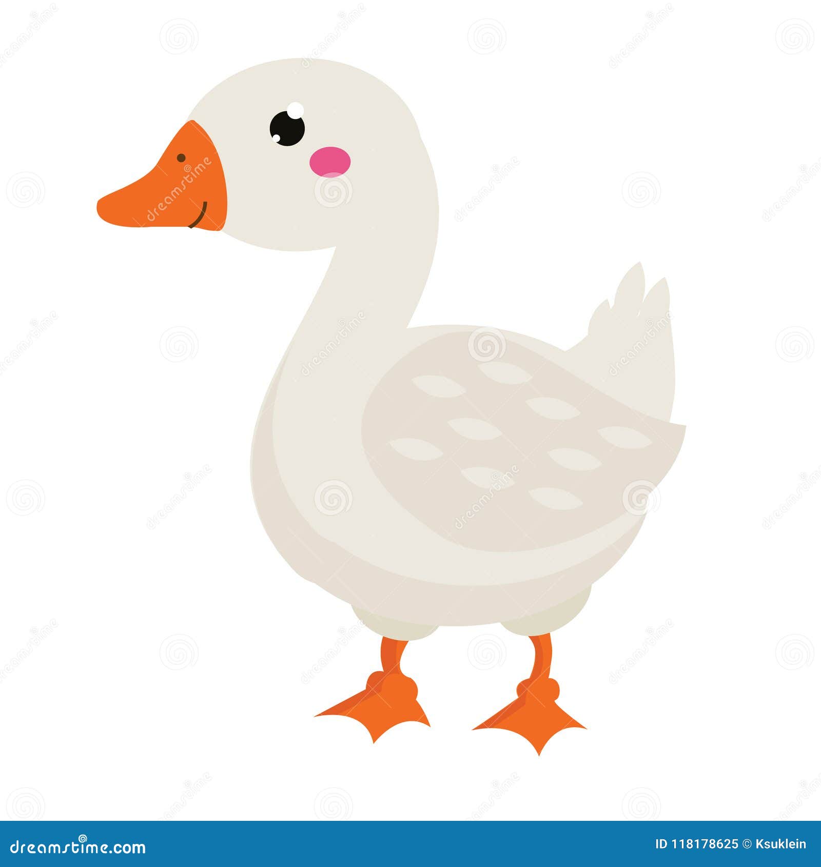 cute goose. cartoon farm bird  on white