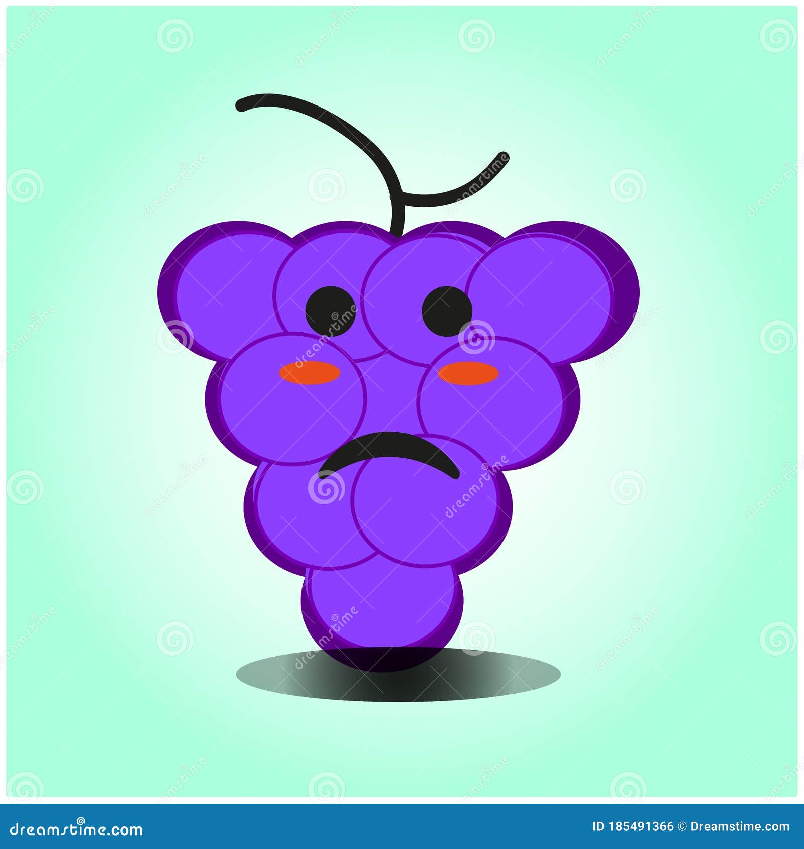 Cute Grapes Emoticon Cartoon Vector 117593311