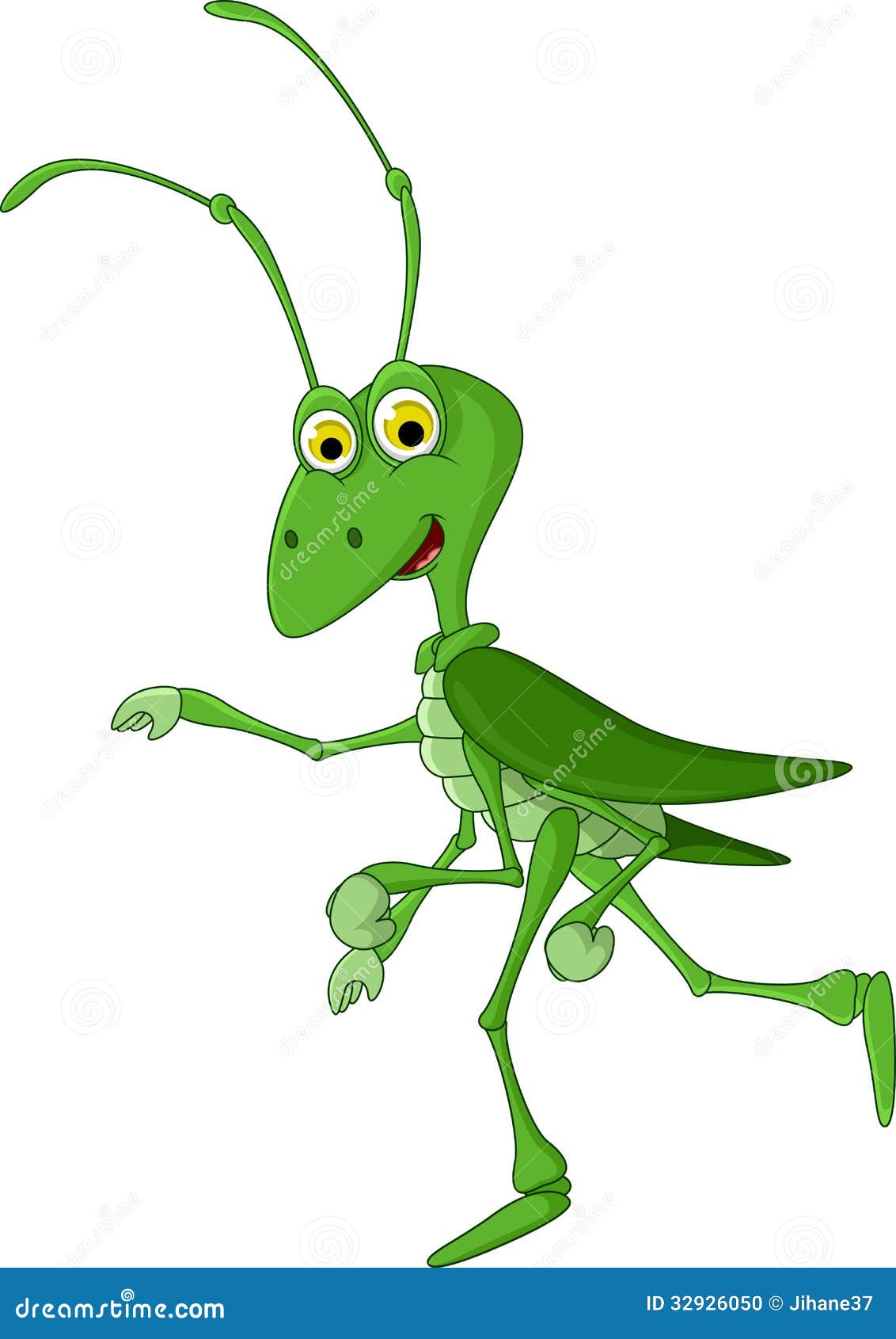 Cute Grasshopper Cartoon Walking Stock Illustration ...