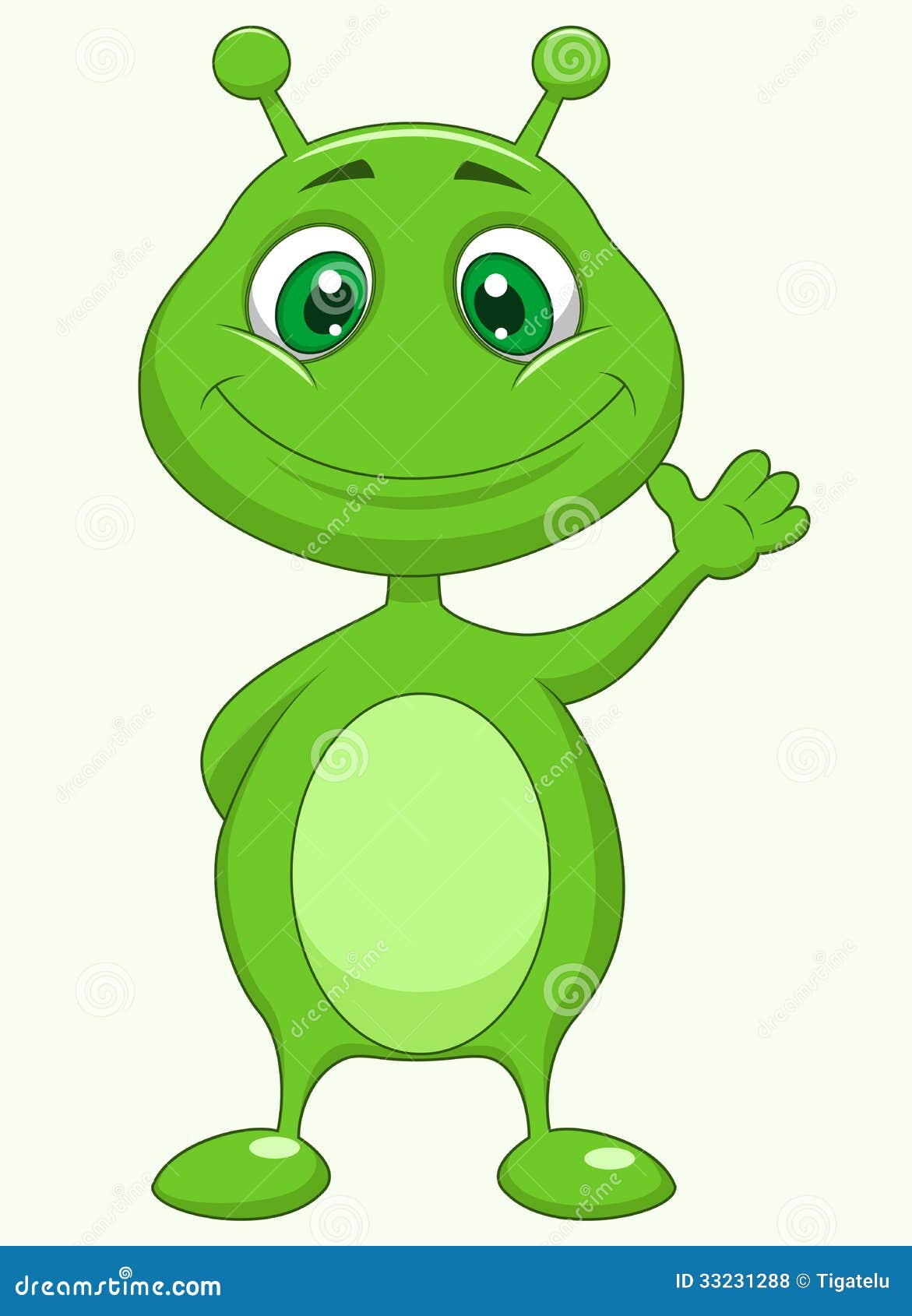 Cute green alien cartoon stock vector. Illustration of mart  33231288