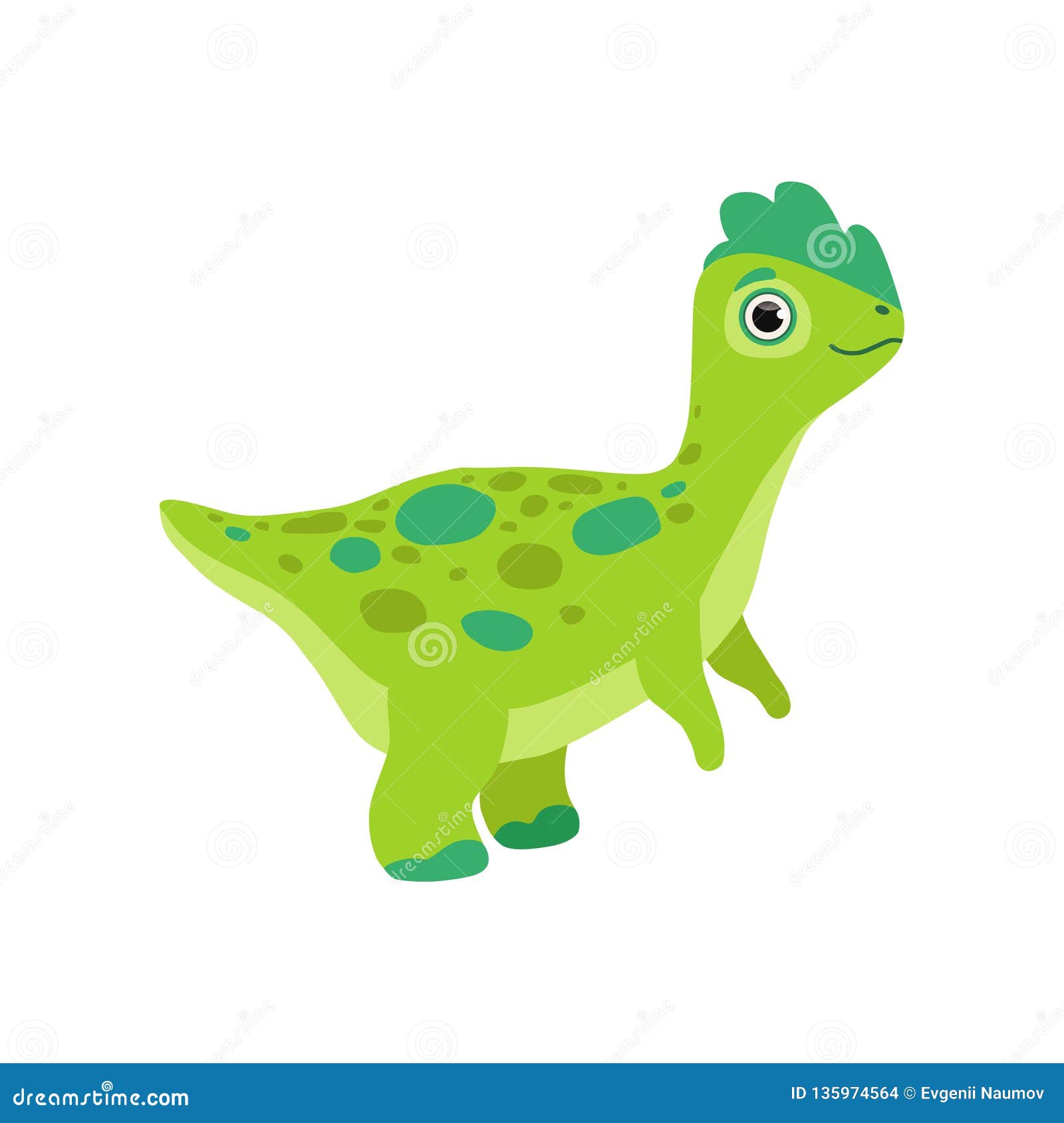Cute Green Dinosaur, Funny Baby Dino Cartoon Character Vector Illustration  Stock Vector - Illustration of fantastic, colorful: 135974564