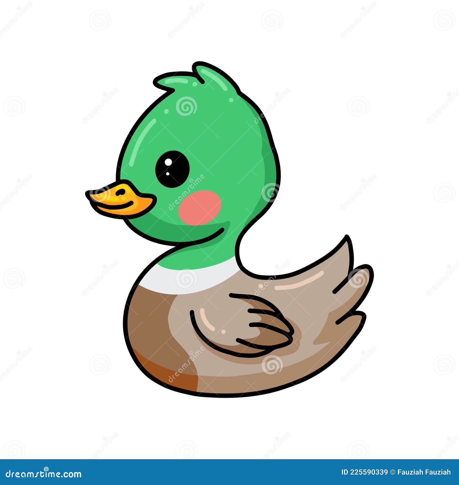 Cute Green Little Duck Cartoon Stock Vector - Illustration of goose,  mascot: 225590339