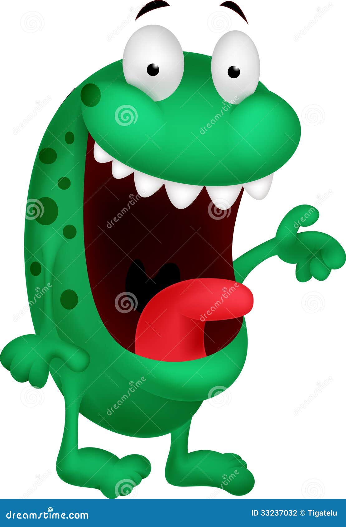Cute green monster cartoon stock vector. Illustration of alien - 33237032