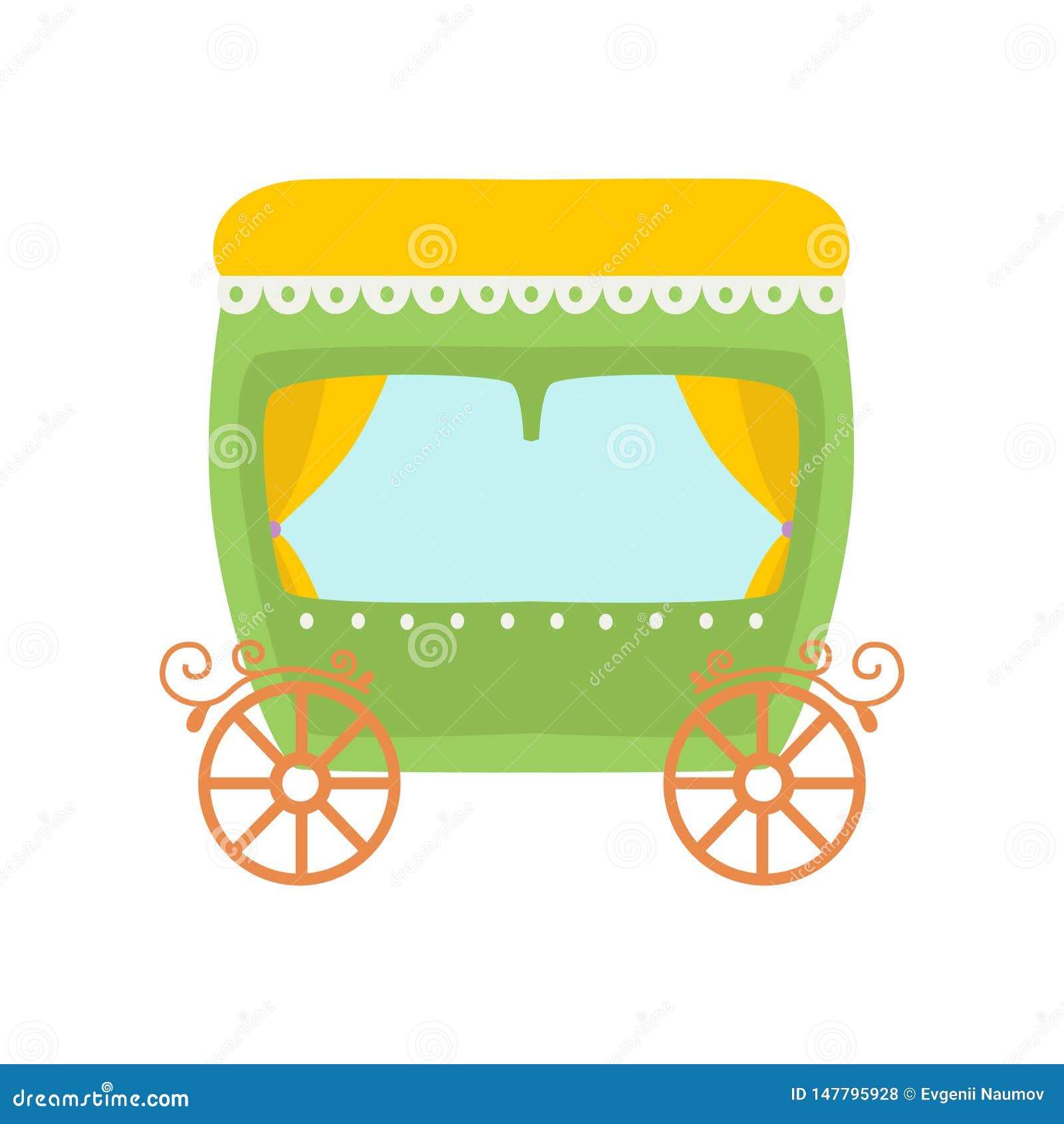 Cute Green Princess Fairytale Carriage Cartoon Vector Illustration ...