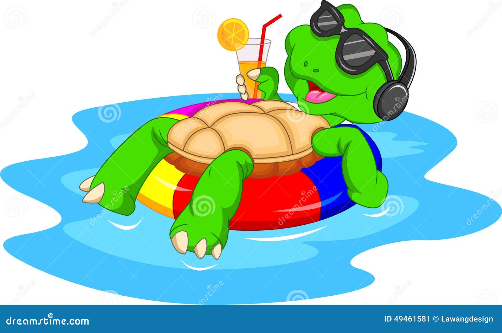 Cute green turtle cartoon stock vector. Illustration of float - 49461581
