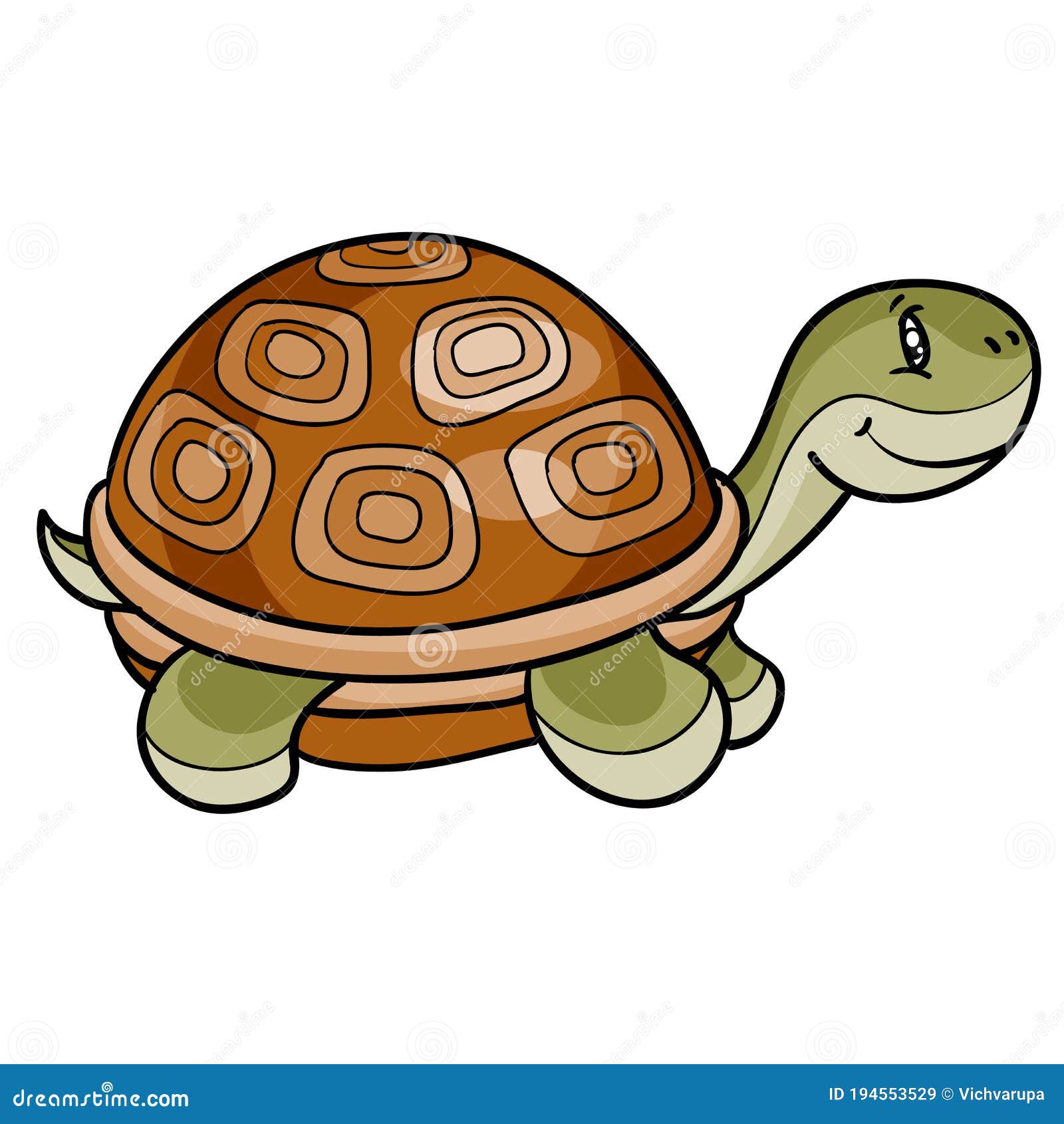 Cute Green Turtle, Cartoon Illustration, Postcard, Isolated Object on White  Background, Vector Illustration Stock Vector - Illustration of vacations,  turtle: 194553529