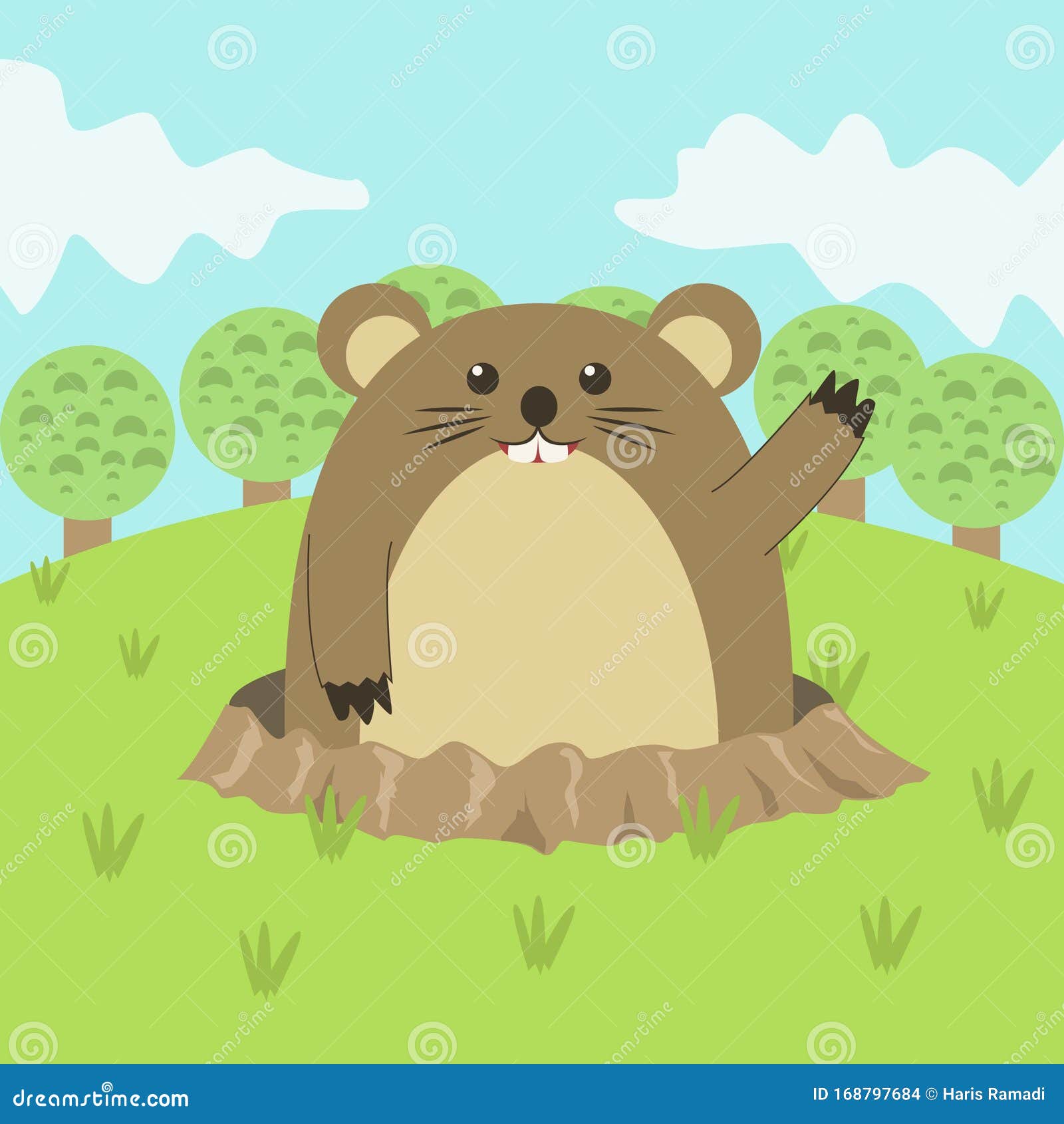 Cute Groundhog Cartoon Illustration, Happy Groundhog Day Stock Vector -  Illustration of element, greeting: 168797684