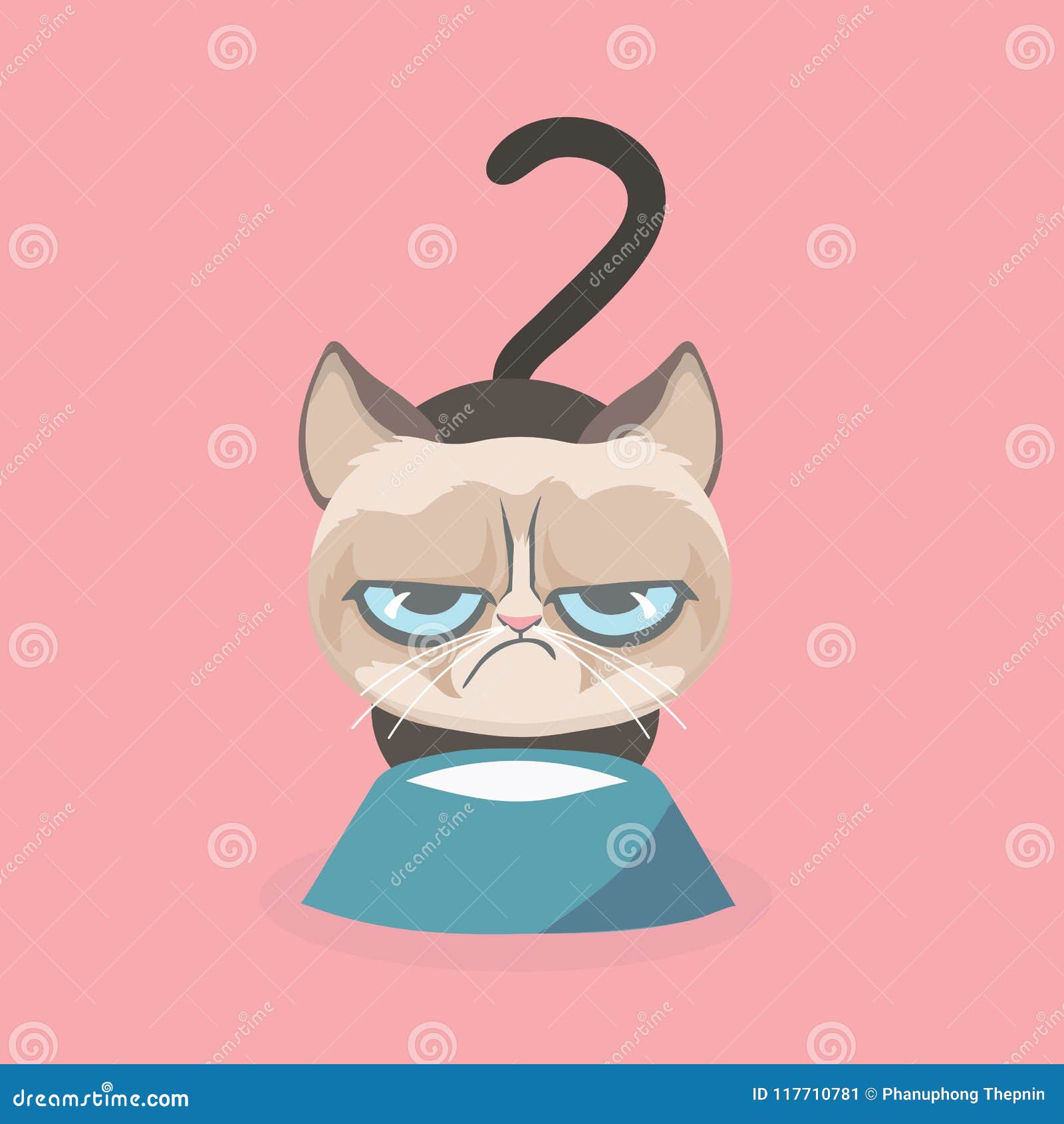 Angry cat cartoon cute grumpy Royalty Free Vector Image