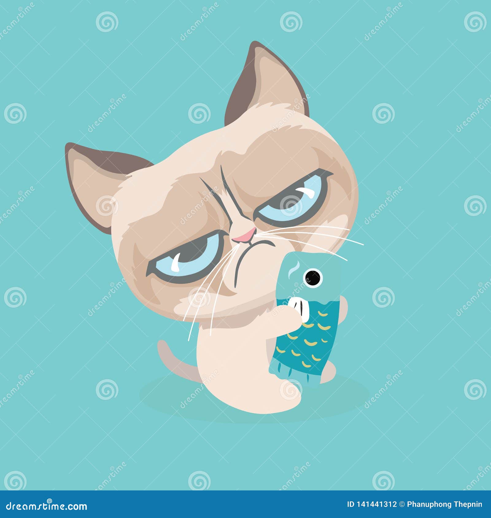 Angry cat cartoon cute grumpy Royalty Free Vector Image