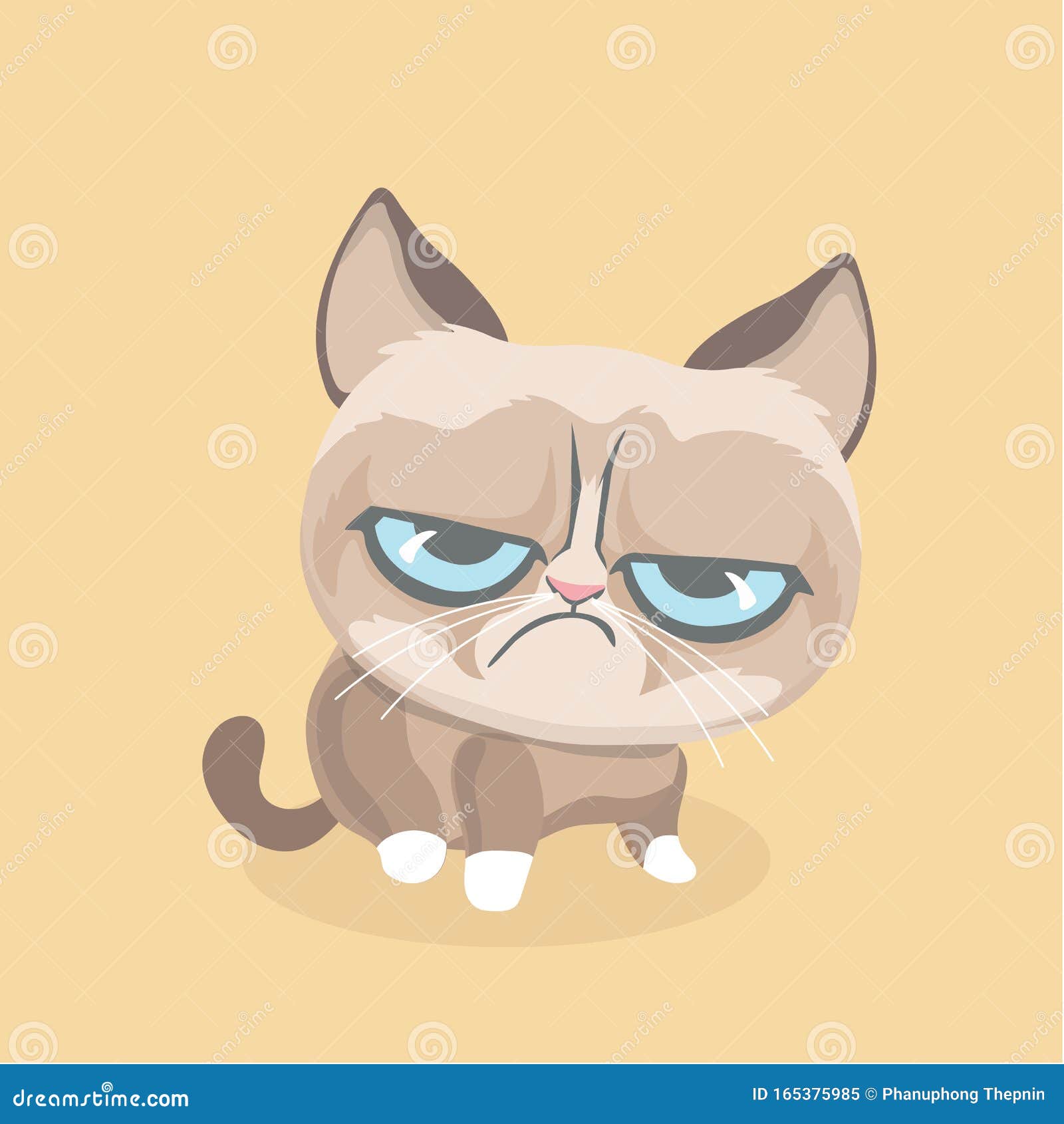 Angry cat cartoon cute grumpy Royalty Free Vector Image