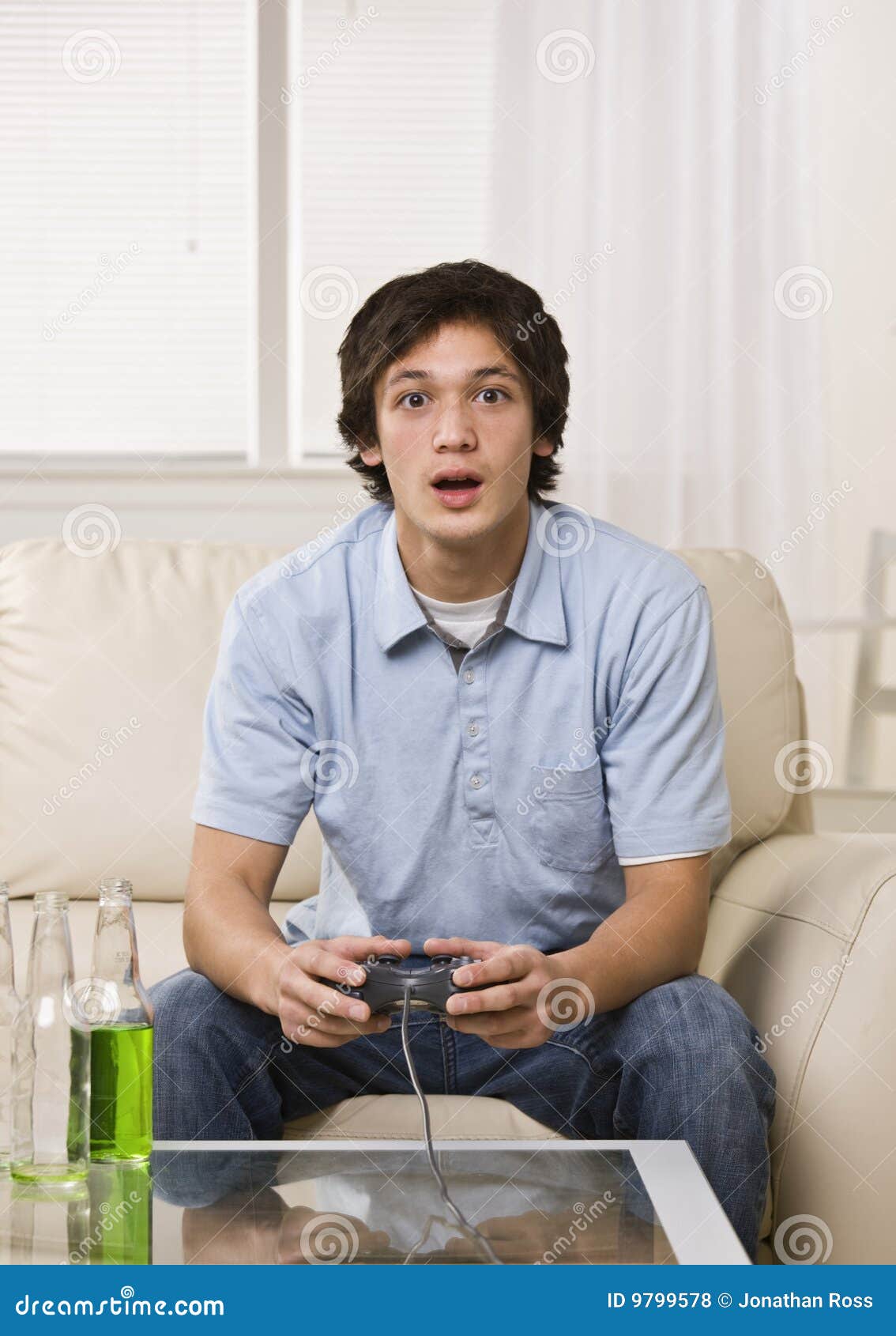 Cute Guy Playing Video Game Stock Photo Image of adult, brown 9799578
