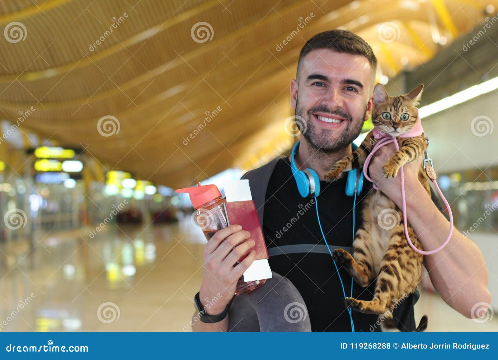 Cute Guy Travelling with His Best Friend Stock Photo - Image of bengal ...