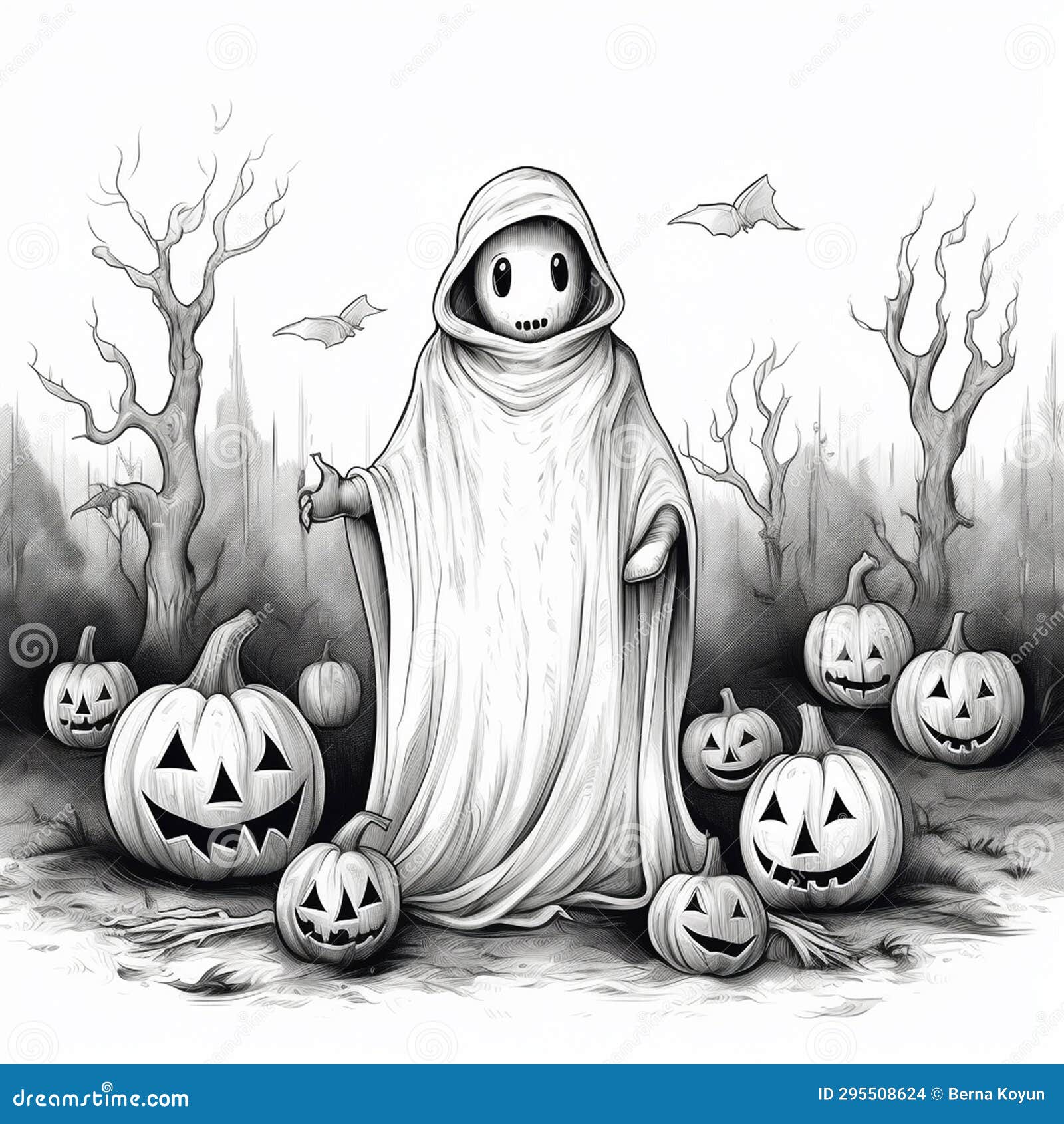 Cute Halloween Ghost Drawings Stock Illustration Illustration of