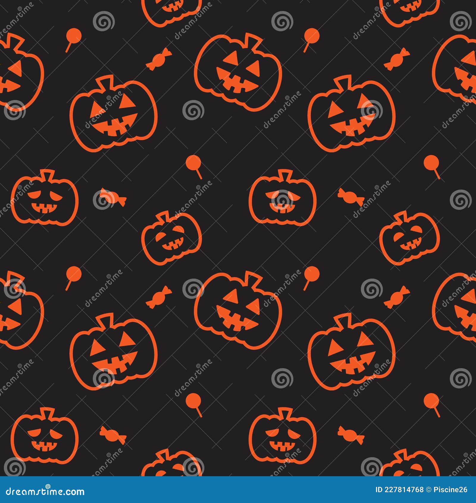 Cute Halloween Pattern with Candy and Sweets Fabric Seamless Cute ...