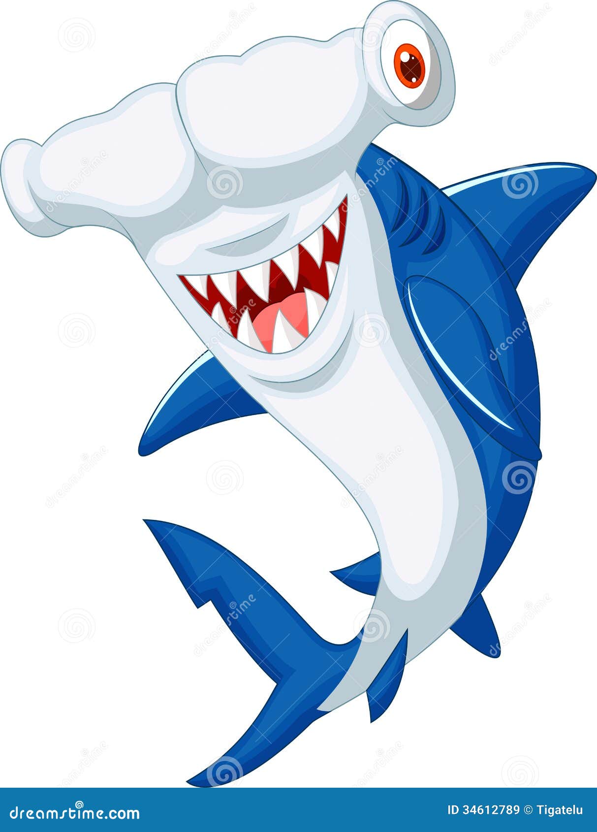 Cute Hammerhead Shark Cartoon Stock Vector - Illustration of animal