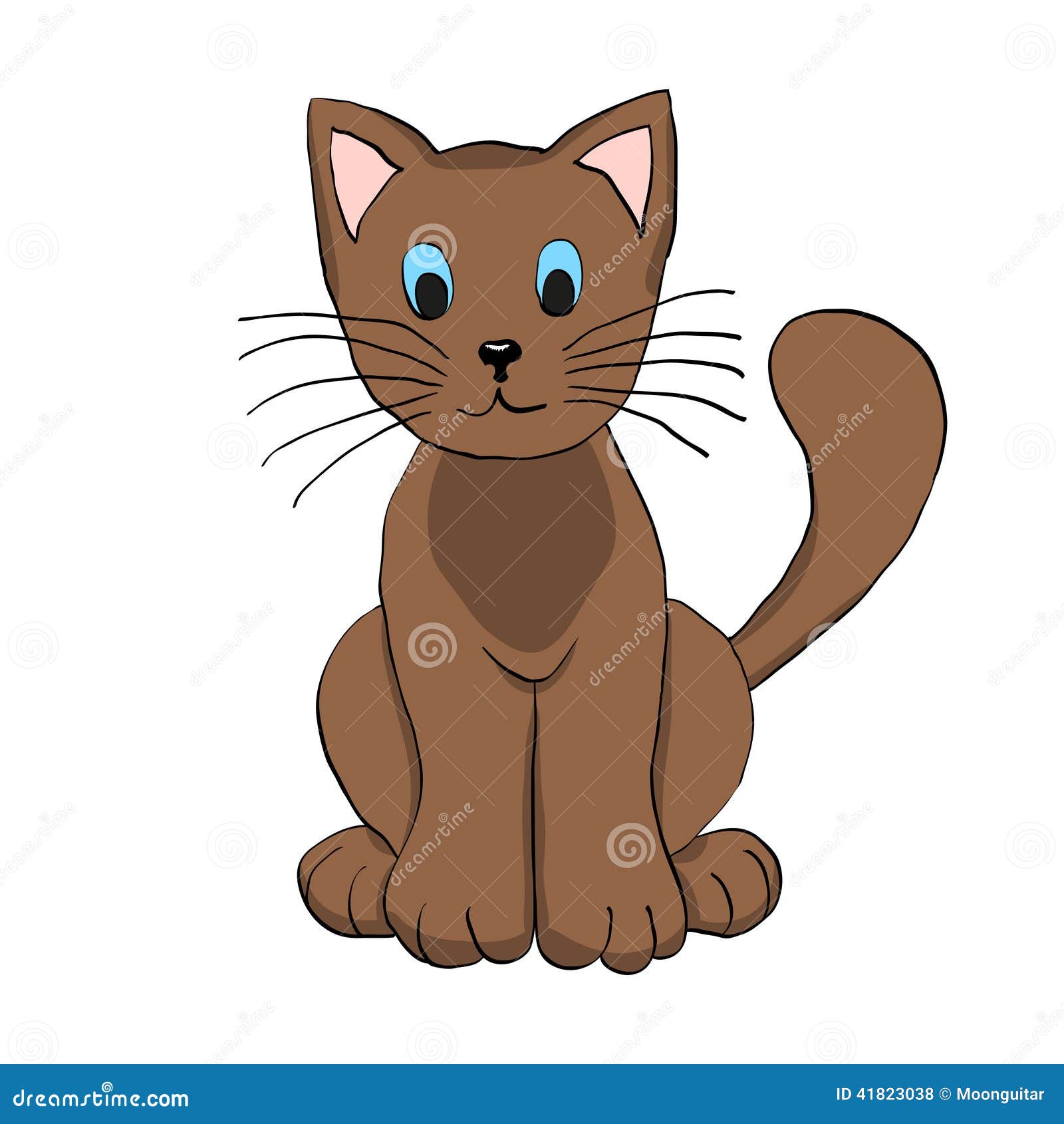 Cute Hand Drawn Brown Cat. Vector Illustration Stock Vector