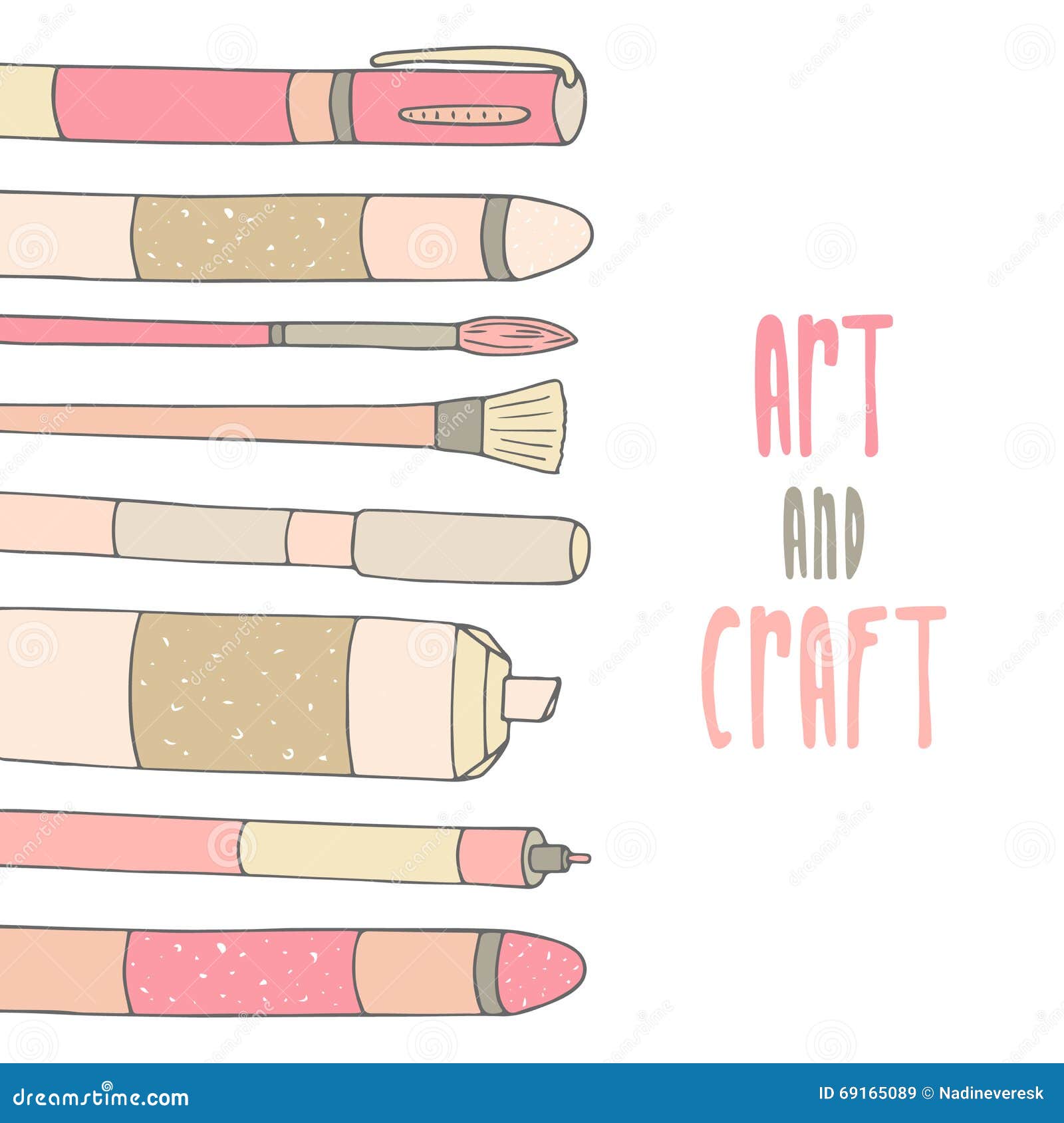 Cute Hand Drawn Doodle Postcard With Pencil, Pen, Marker, Brushes And Art  Supplies. Art And Craft Card, Background Royalty Free SVG, Cliparts,  Vectors, and Stock Illustration. Image 54415936.