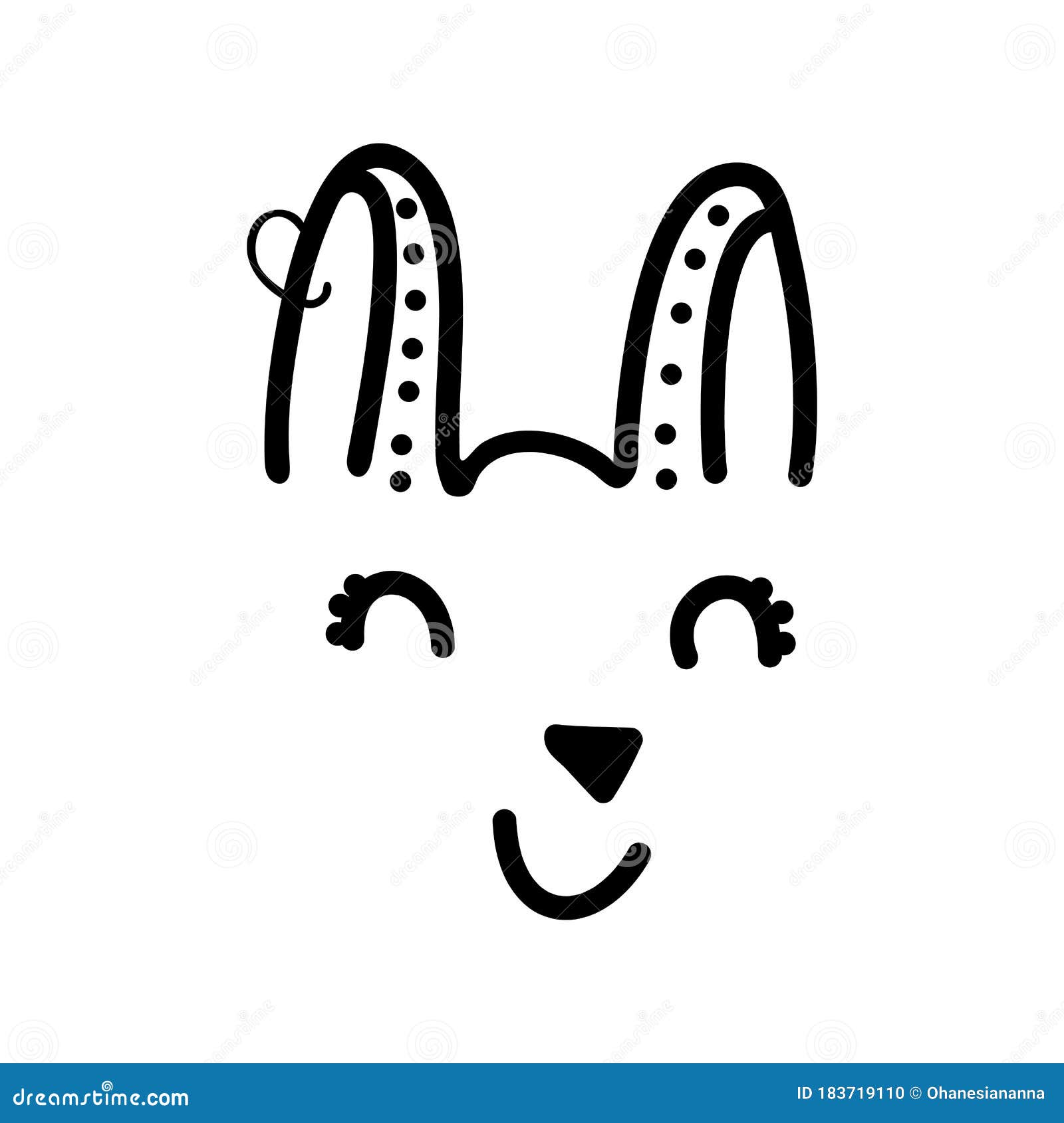 Download Cute Hand Drawn Doodle Simple Bunny Face Icon With Earring ...