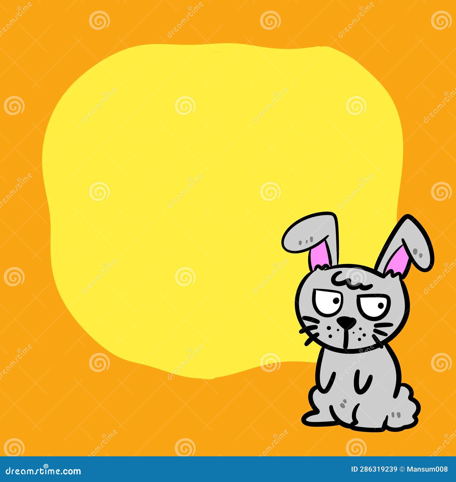 Cute Hand Drawn Illustration of an Orange Rabbit Stock Illustration