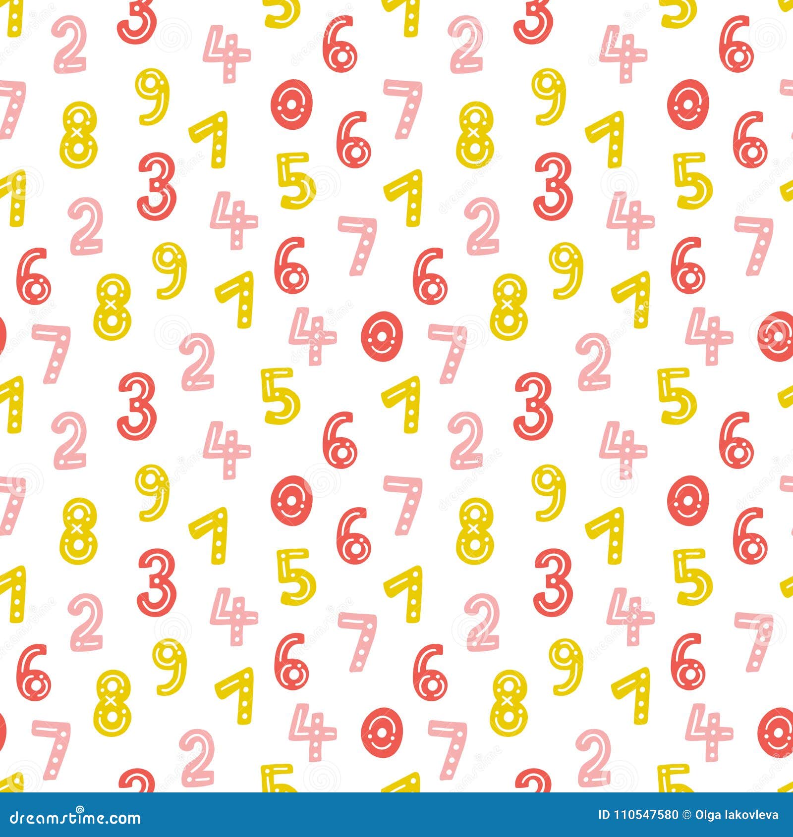 Cute Hand Drawn Numbers Seamless Vector Pattern. Colorful Mathematical  Background Stock Vector - Illustration of modern, drawing: 110547580